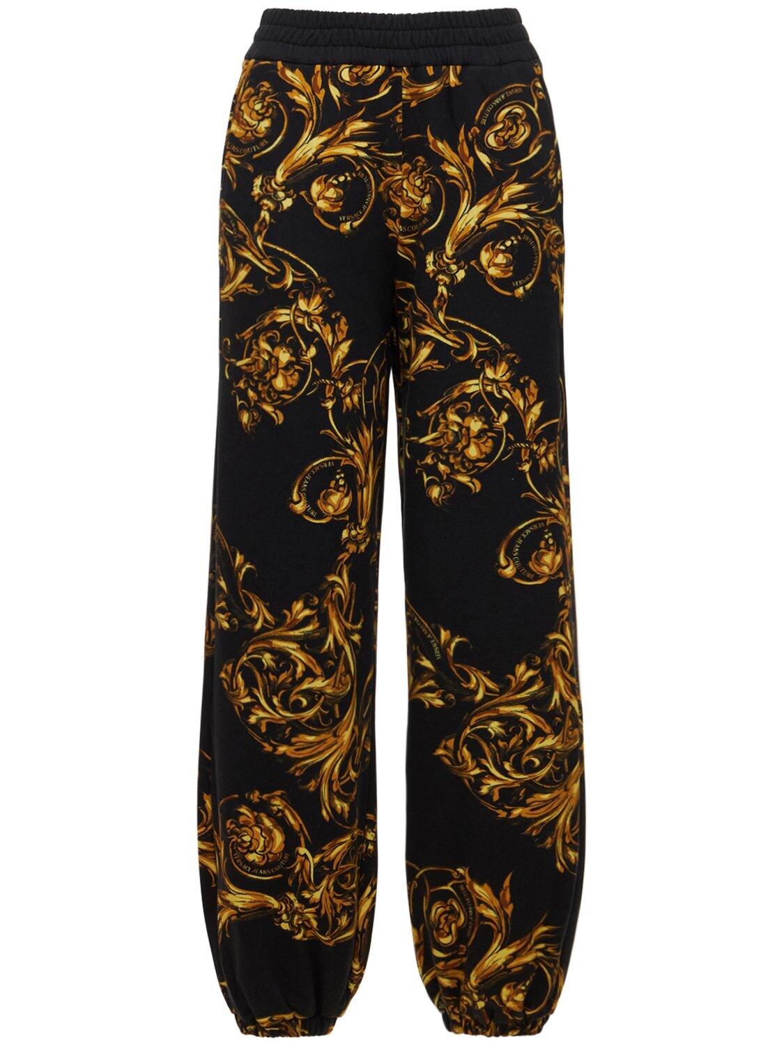 Versace Jeans Couture Garland Print Cotton Jersey Sweatpants In Black ...