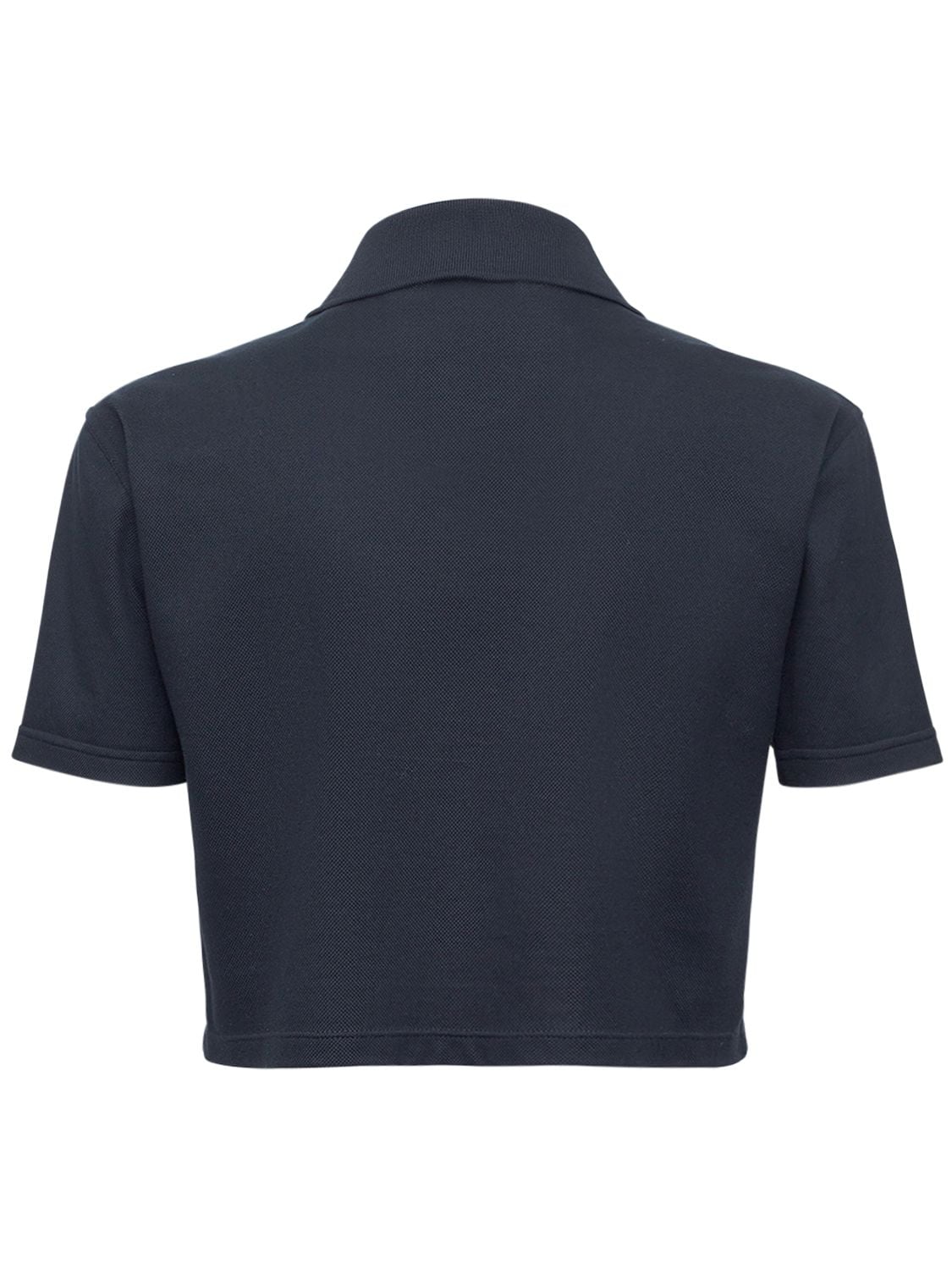 Shop Saint Laurent Knitted Cropped Polo Top In Marine Blue