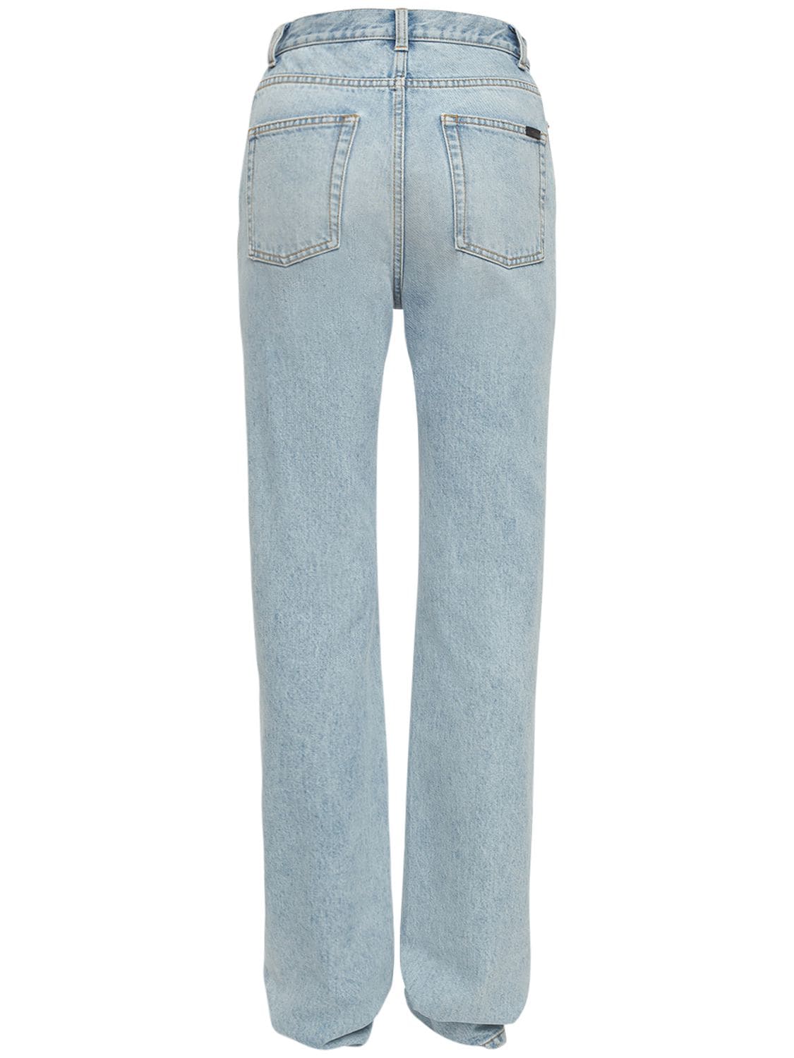 Shop Saint Laurent Janice Straight Cotton Denim Jeans In Clear Sky