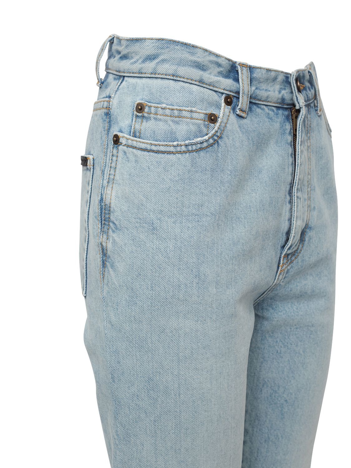 Shop Saint Laurent Janice Straight Cotton Denim Jeans In Clear Sky