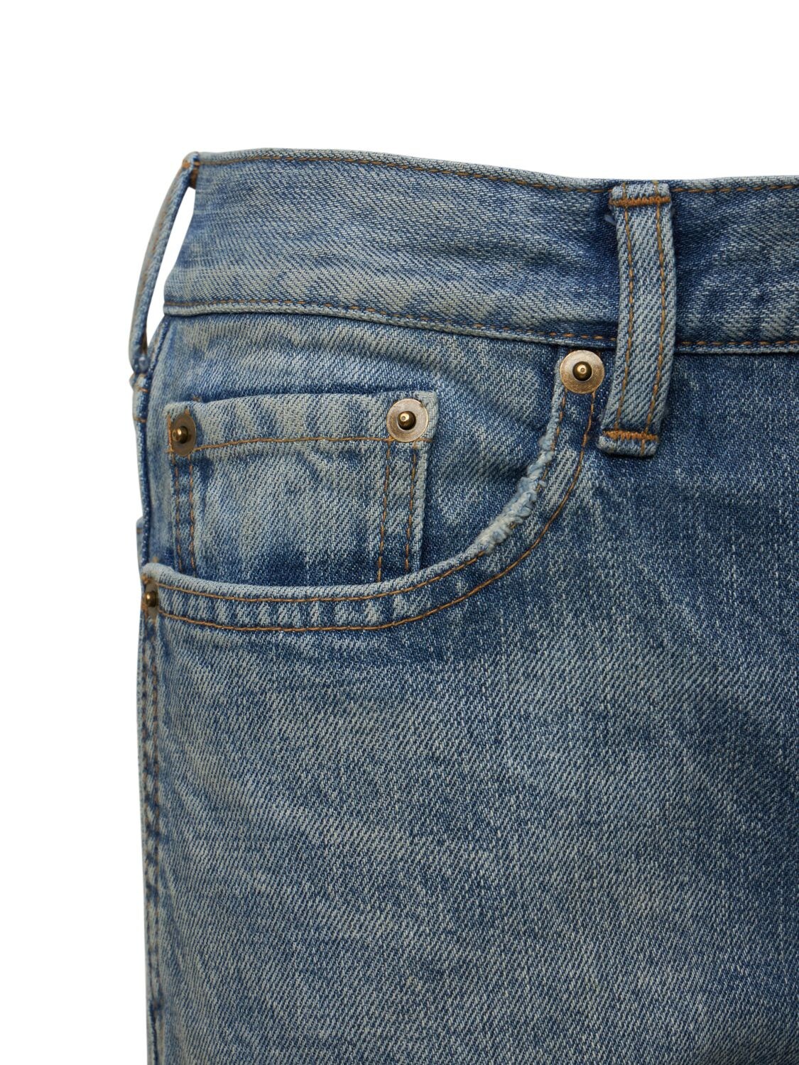 Shop Saint Laurent 70's Denim Jeans W/ Back Logo In Light Dirt