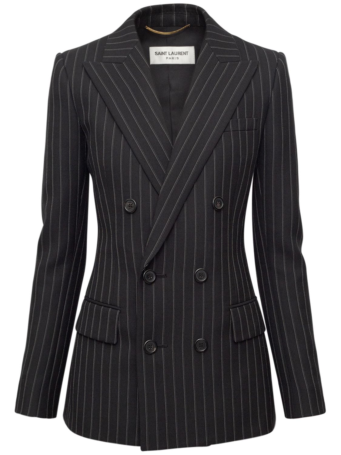 Double Breasted Wool Pinstriped Jacket