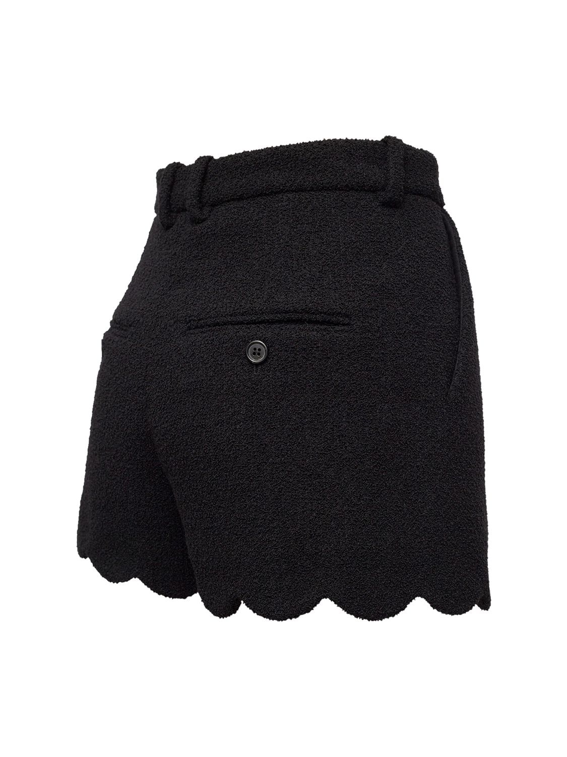 Shop Saint Laurent High Waist Wool Tweed Shorts In Noir