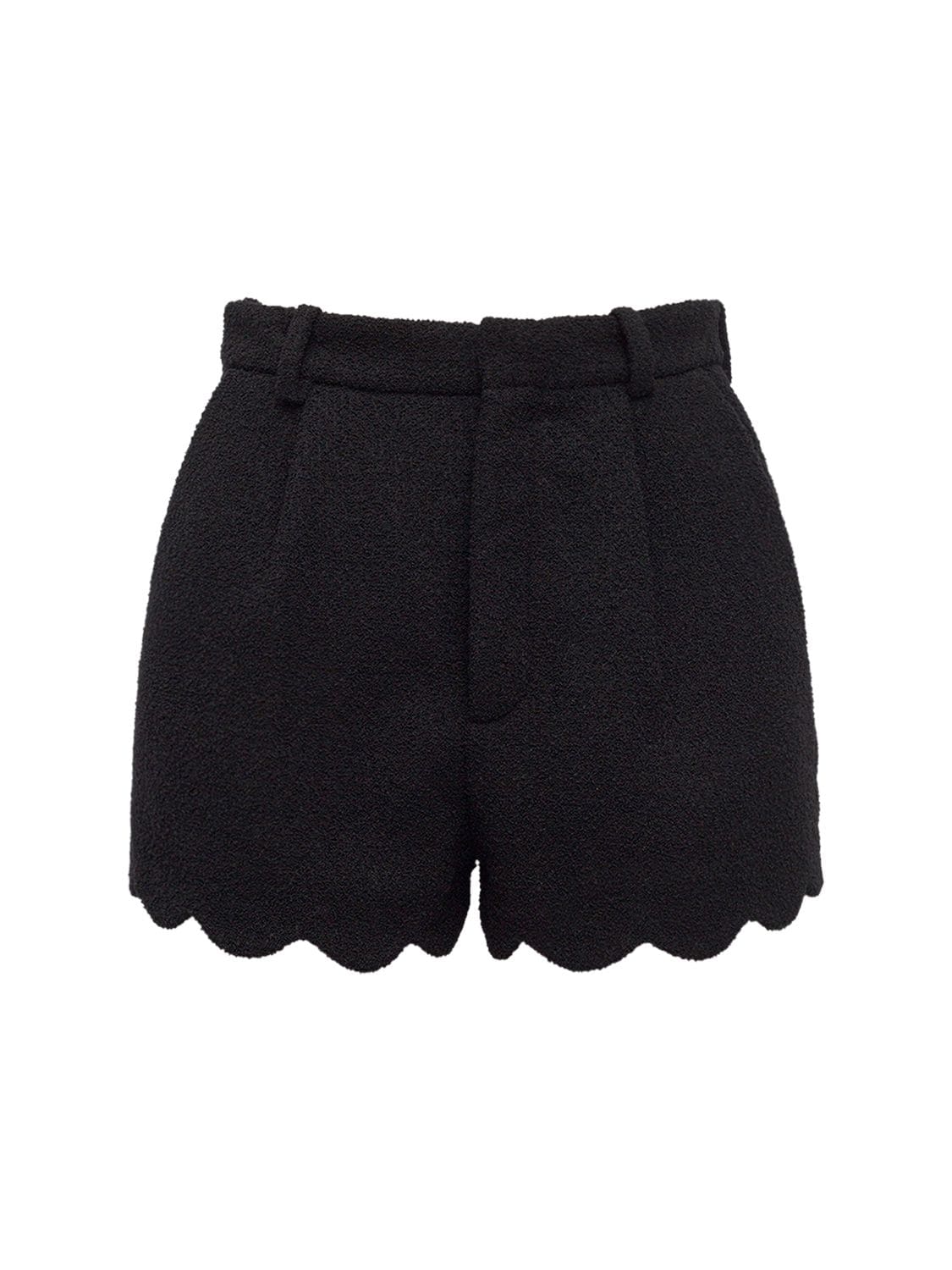 Saint Laurent High Waist Wool Tweed Shorts In Noir