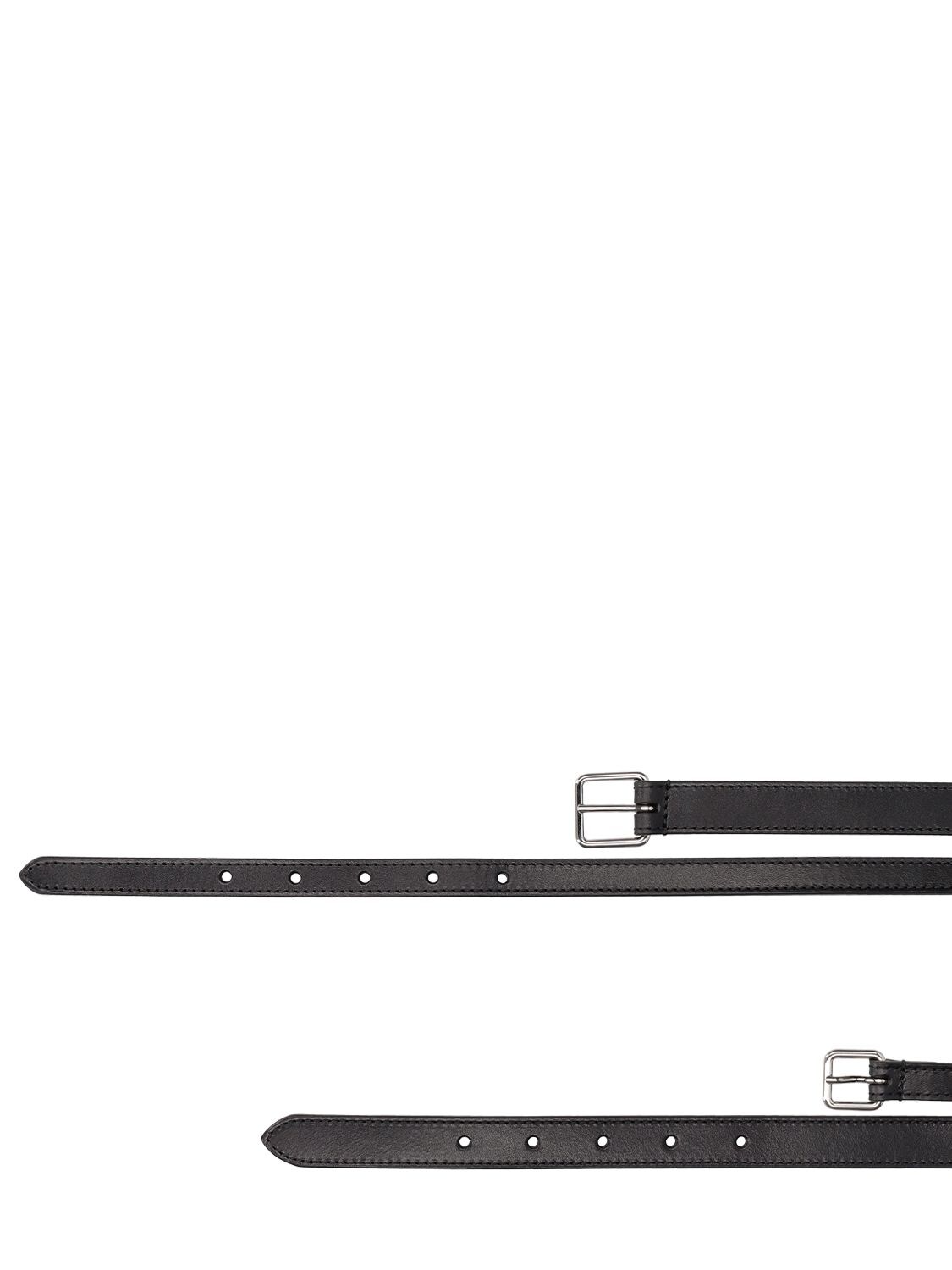 Alexander Mcqueen Black And Silver Double Thin Belt In Black