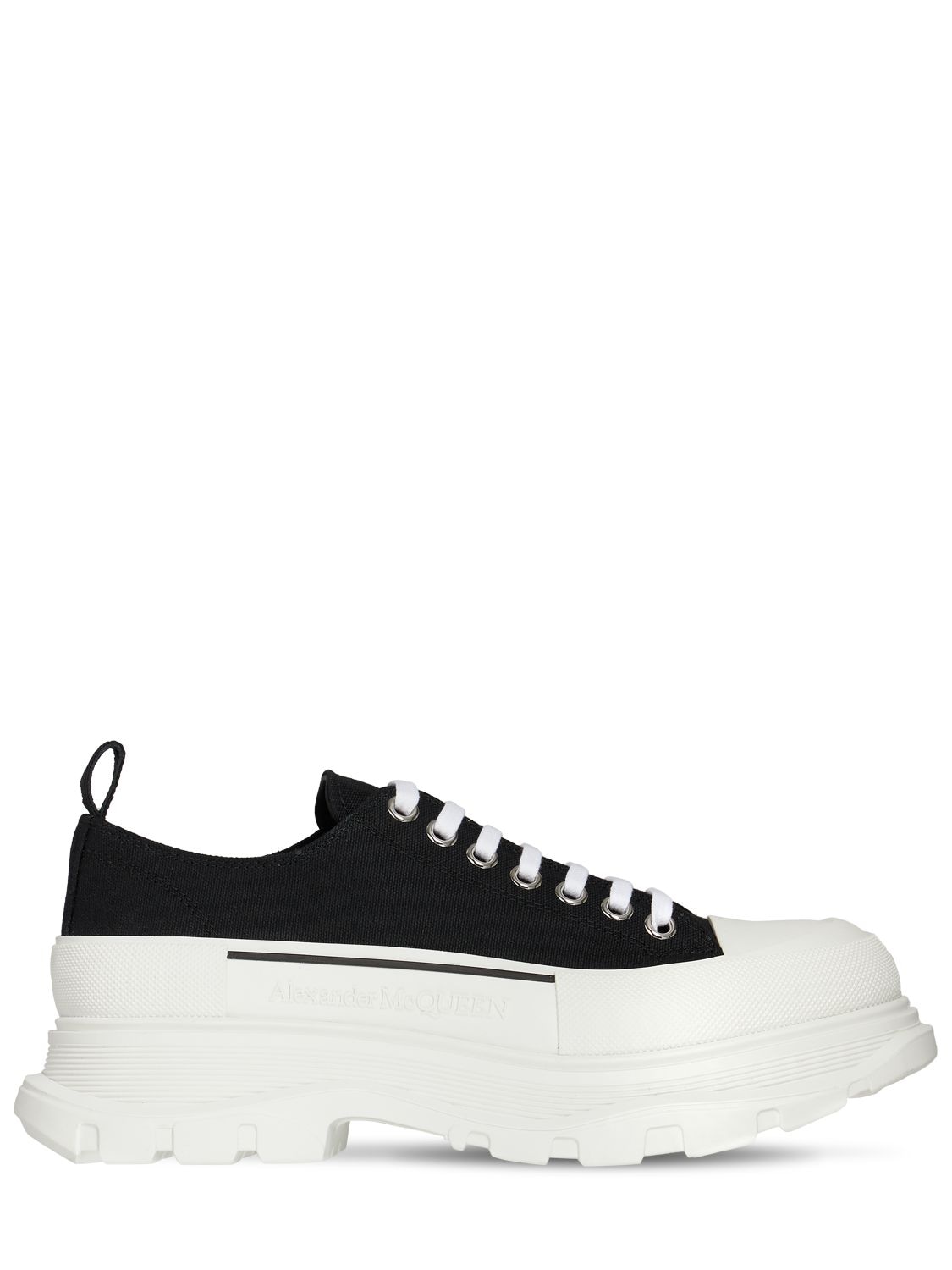 Shop Alexander Mcqueen Canvas Lace-up Shoes In Black,white