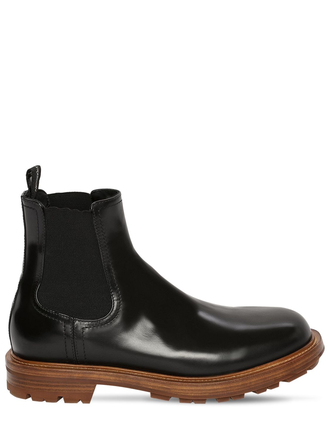 Alexander Mcqueen Leather Chelsea Boots In Black,cedar | ModeSens
