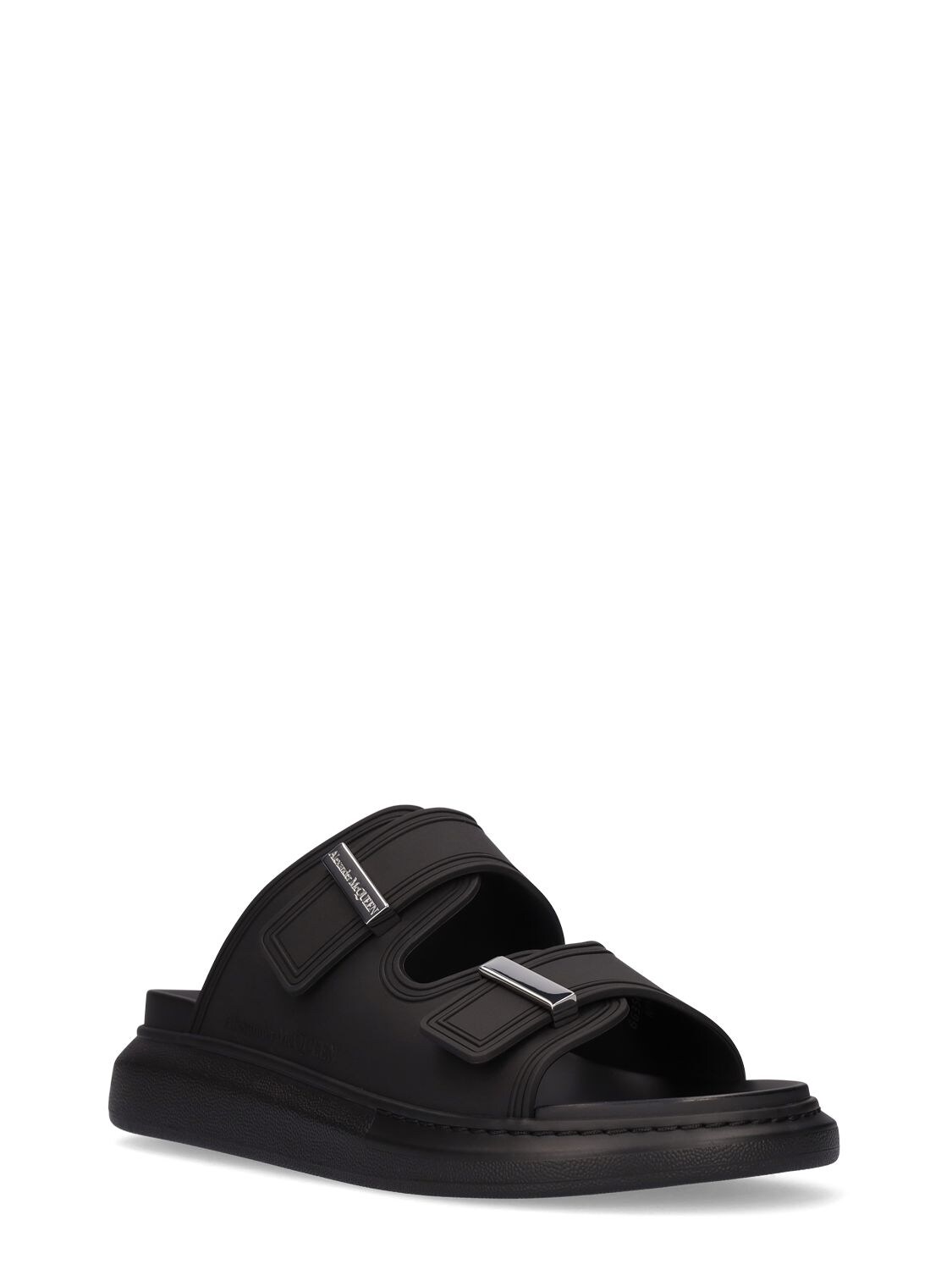 Shop Alexander Mcqueen Rubber Sandals In Black