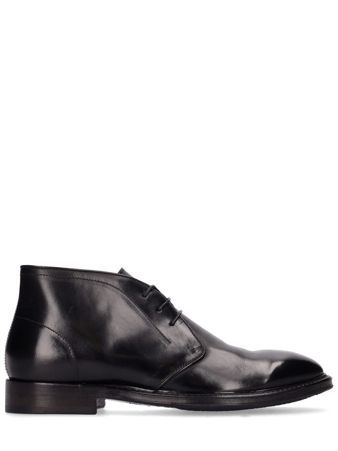 ALBERTO FASCIANI POLISHED LEATHER LACE-UP ANKLE BOOTS