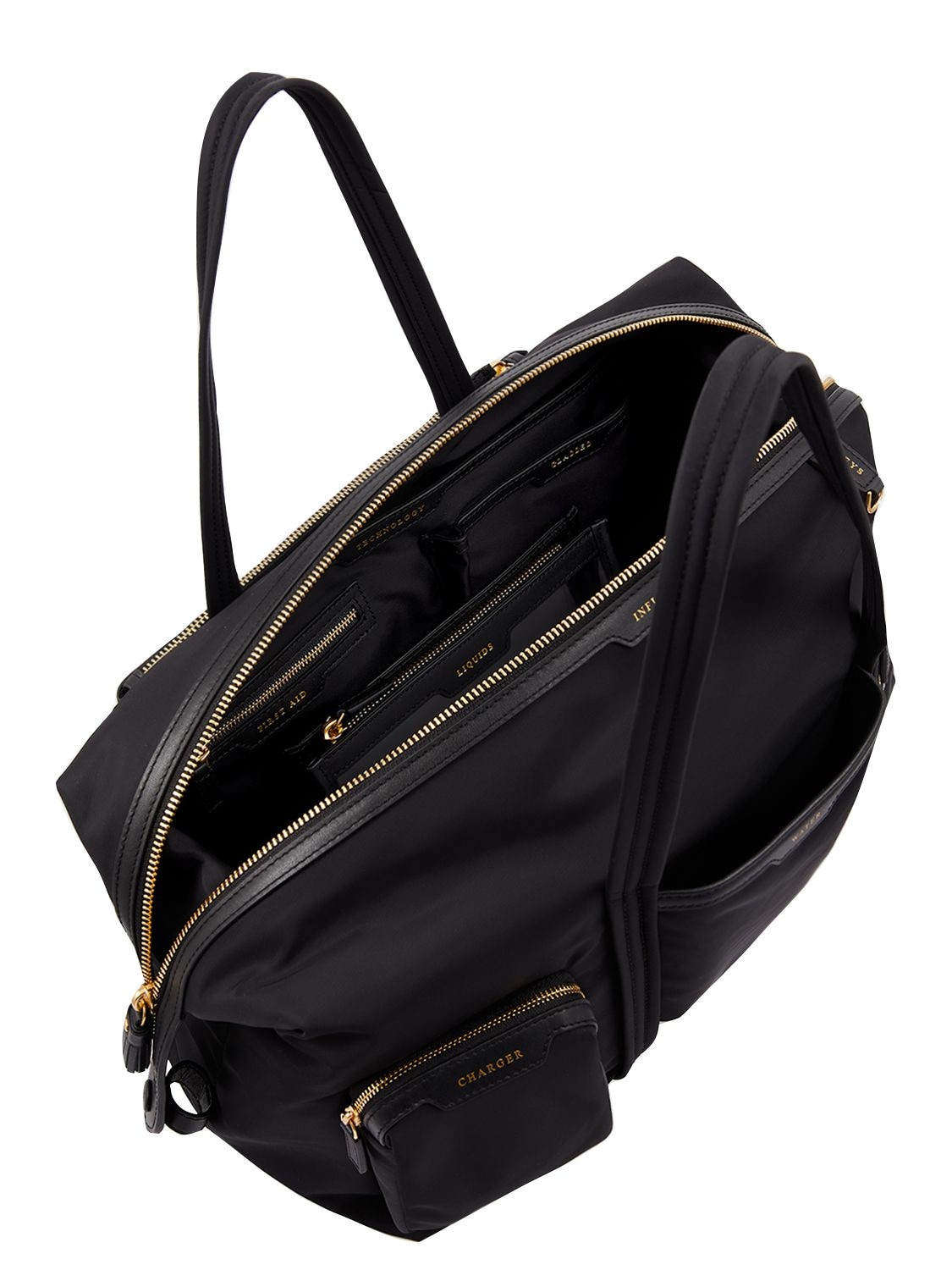 Shop Anya Hindmarch Inflight Recycled Nylon Shoulder Bag In Black