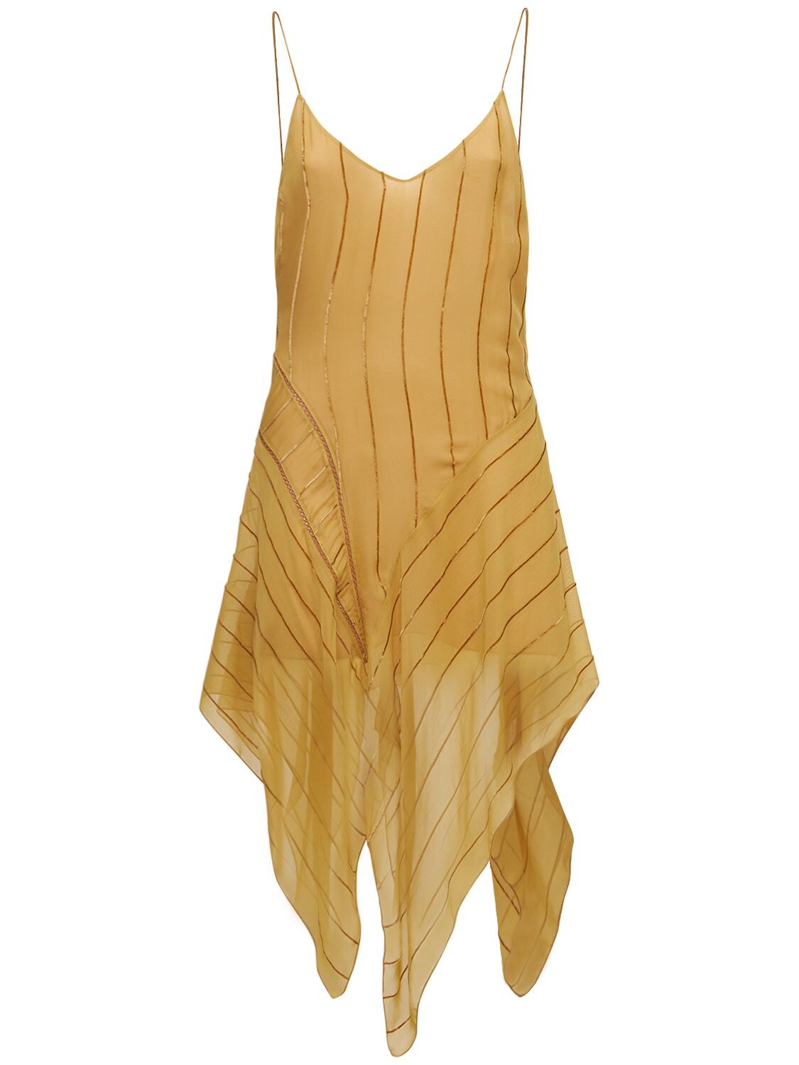 Devore Silk Blend Asymmetric Dress