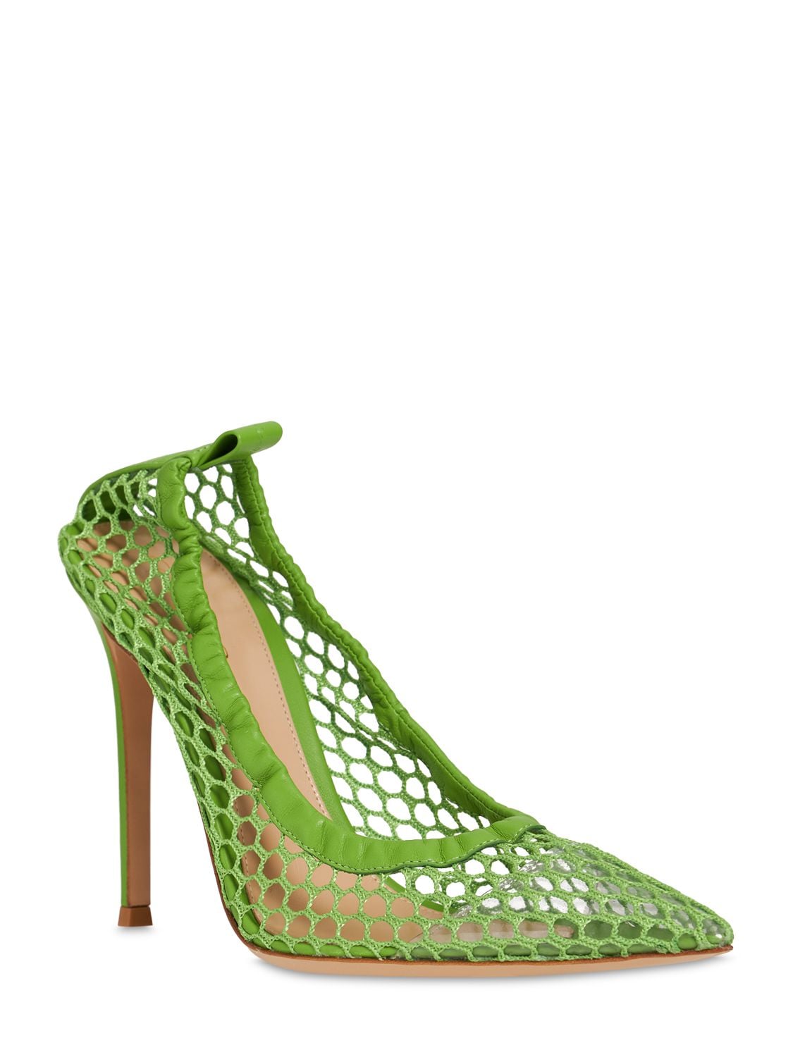 Shop Gianvito Rossi 105mm Alisia Mesh & Leather Pumps In Green