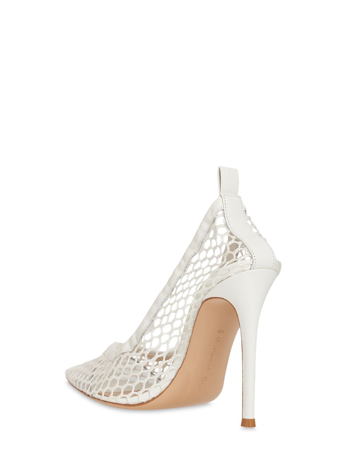 Shop Gianvito Rossi 105mm Alisia Mesh & Leather Pumps In White