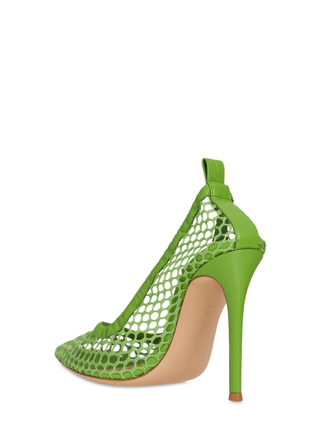Shop Gianvito Rossi 105mm Alisia Mesh & Leather Pumps In Green