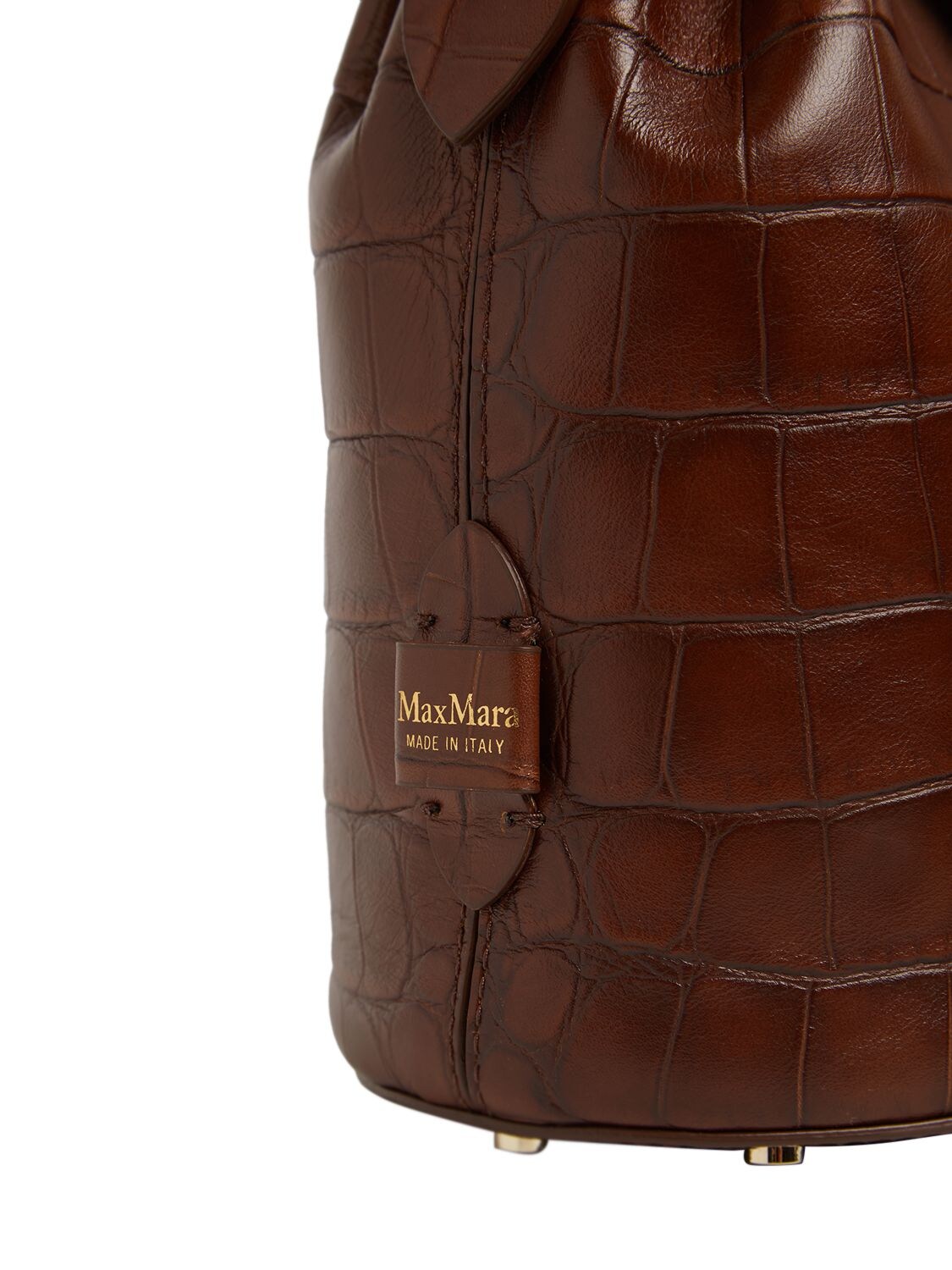 Morimi Croc-Embossed Leather Handbag Bucket/Backpack Black