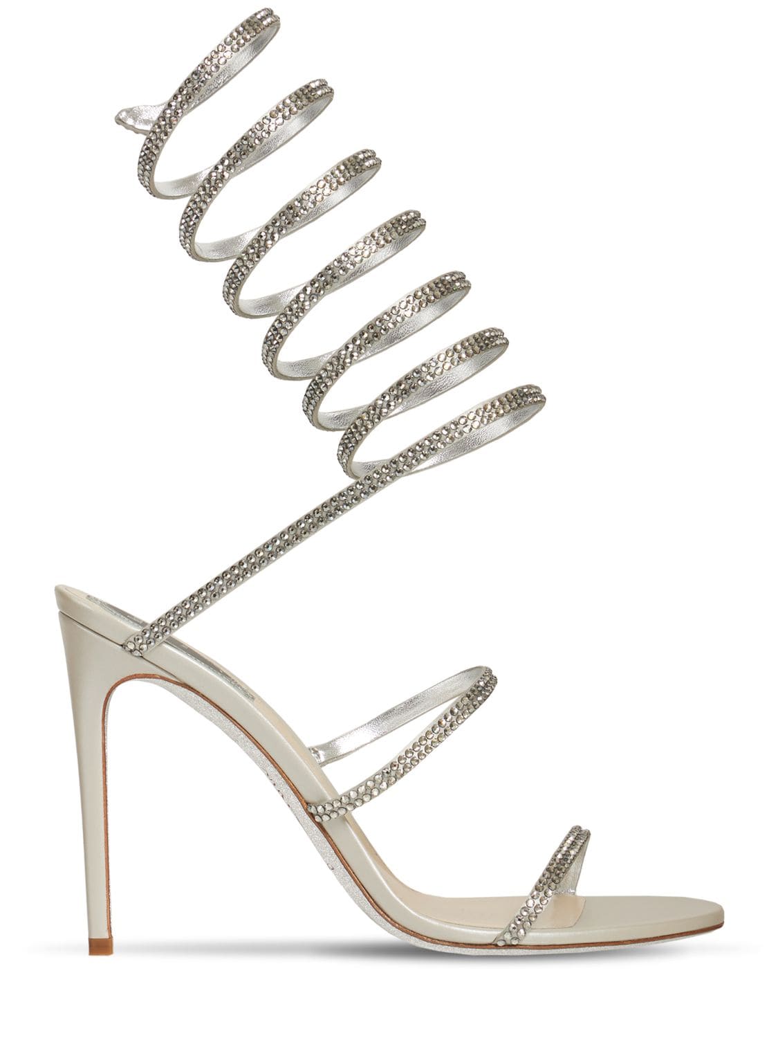 René Caovilla 105mm Embellished Satin Sandals In Grey | ModeSens
