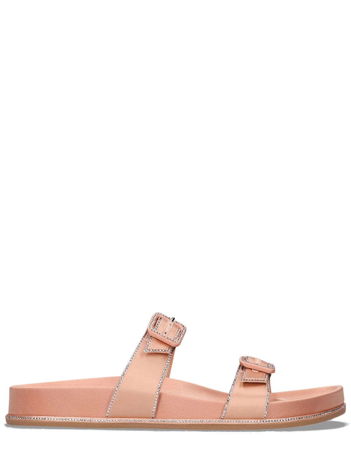 René Caovilla - 20mm embellished satin slide sandals - Nude | Luisaviaroma