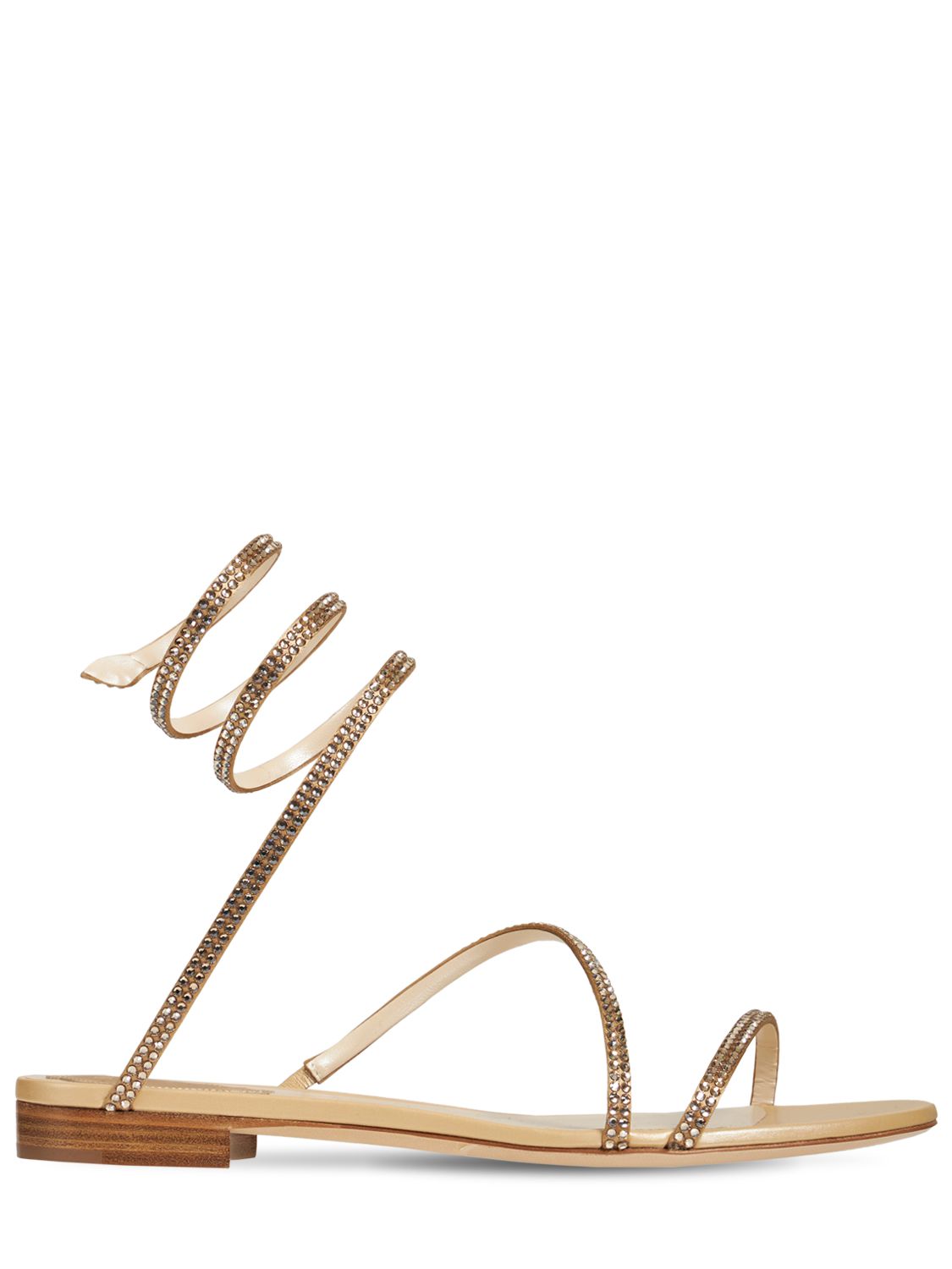 RenÃ© Caovilla 10mm Embellished Satin Sandals In Beige | ModeSens