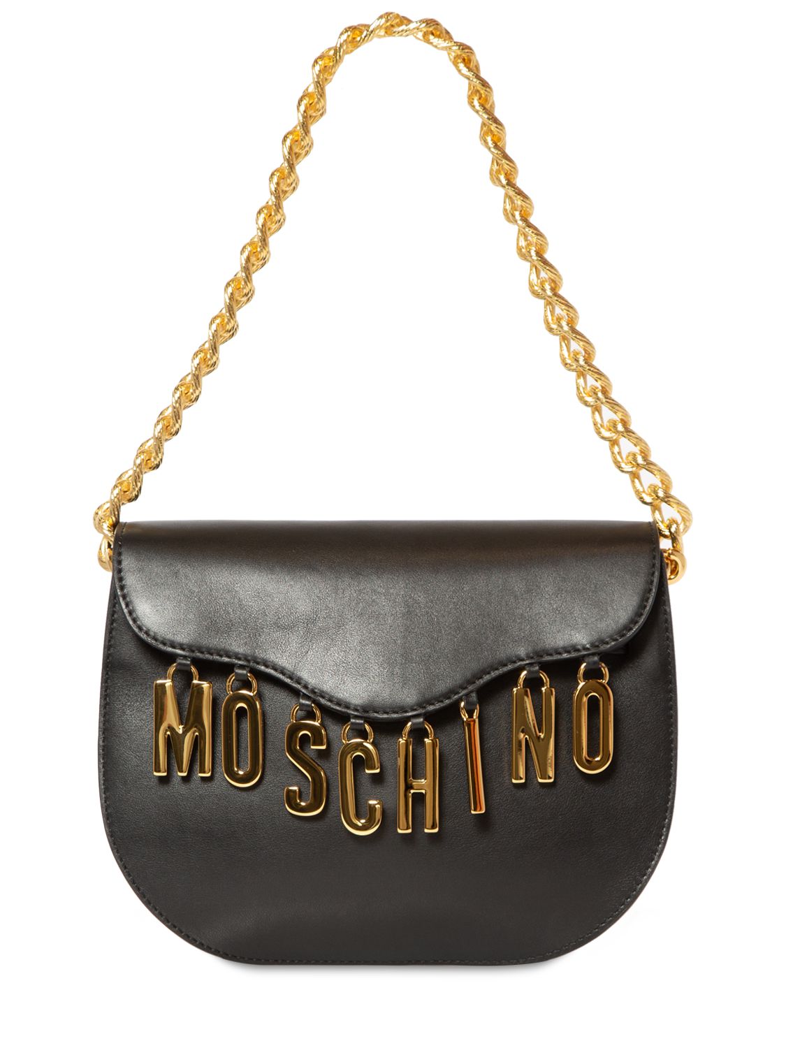 Moschino - Bolso de hombro de piel con dijes - Negro | Luisaviaroma