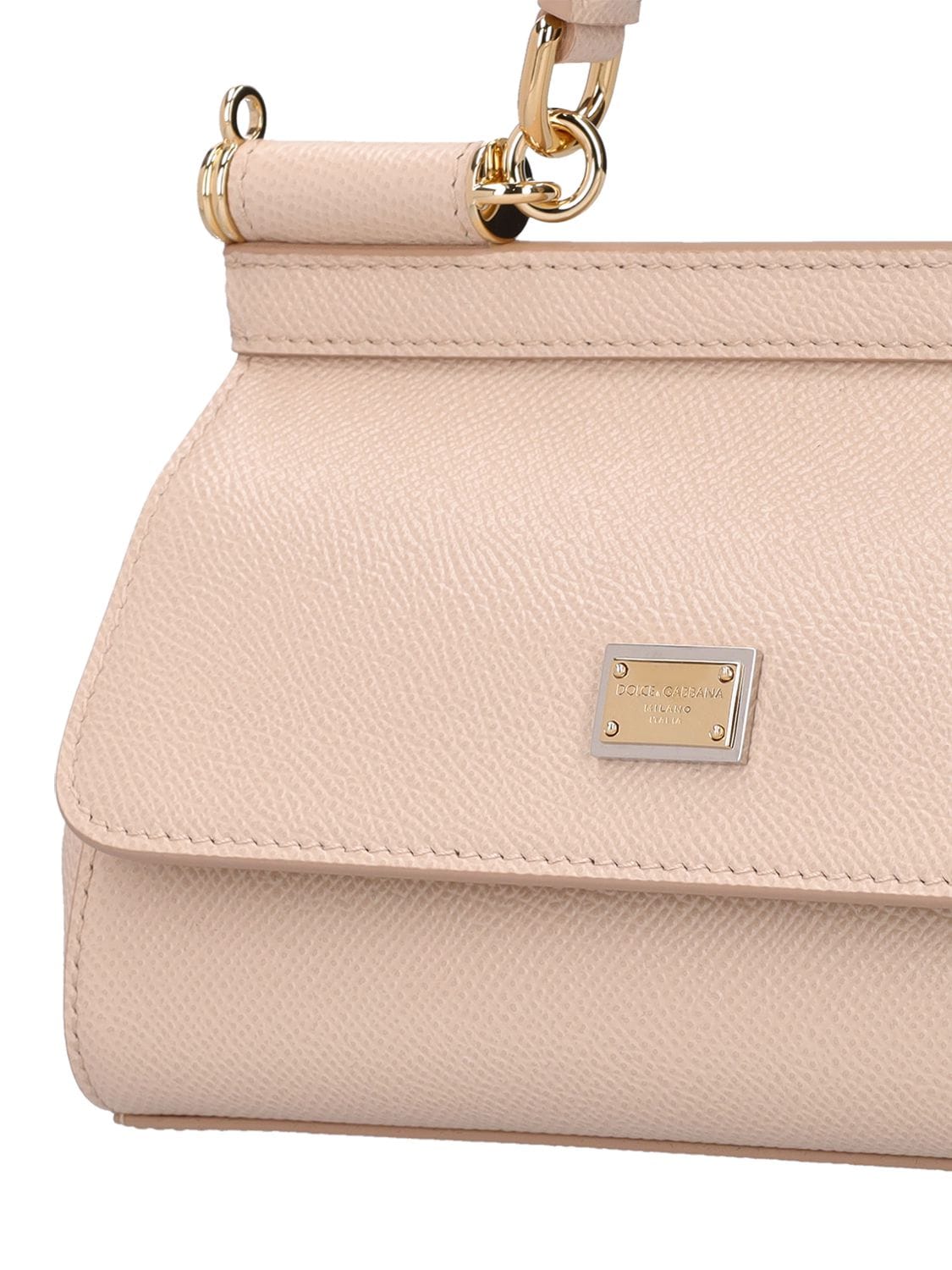 Dolce & Gabbana Small Sicily Bag In Dauphine Leather In Rosa Carne