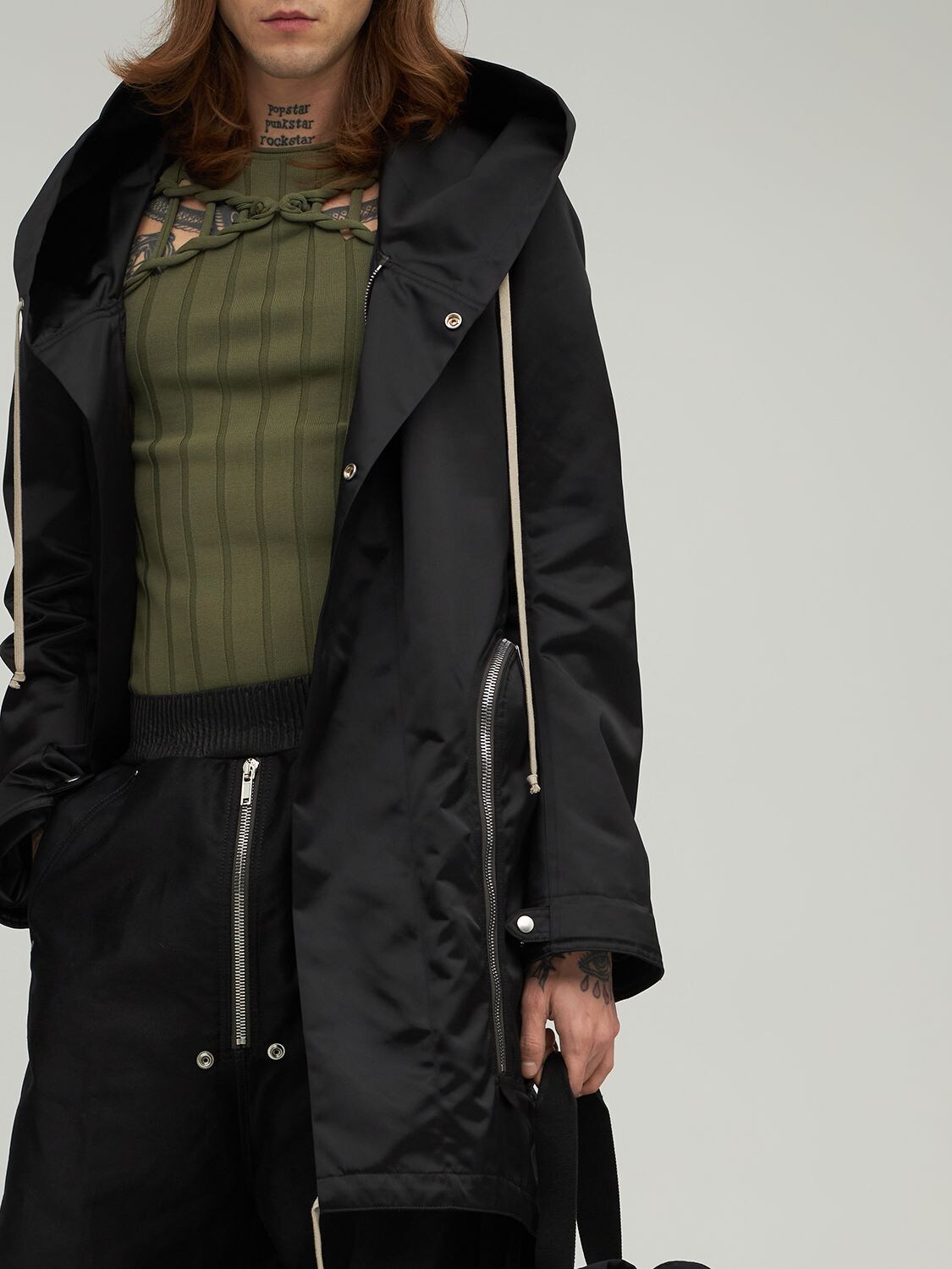 Rick Owens Bauhaus Fishtail Asymmetric Hooded Coat In Black | ModeSens