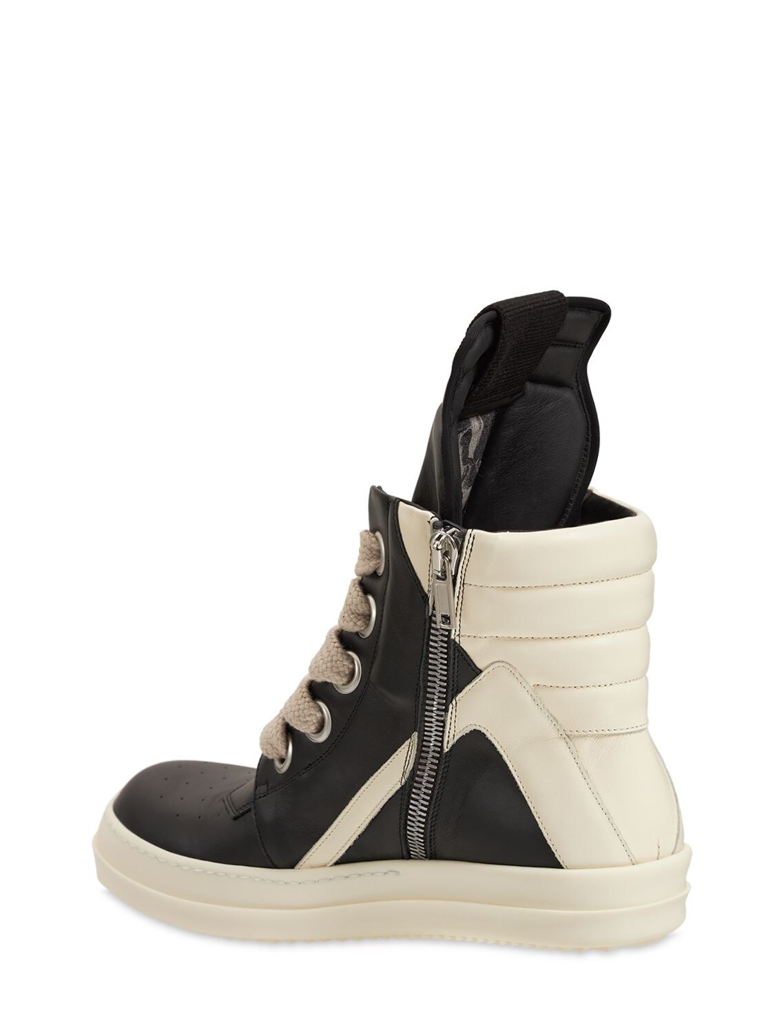 RICK OWENS Geobasket Jumbo Laces Leather Sneakers | Smart Closet