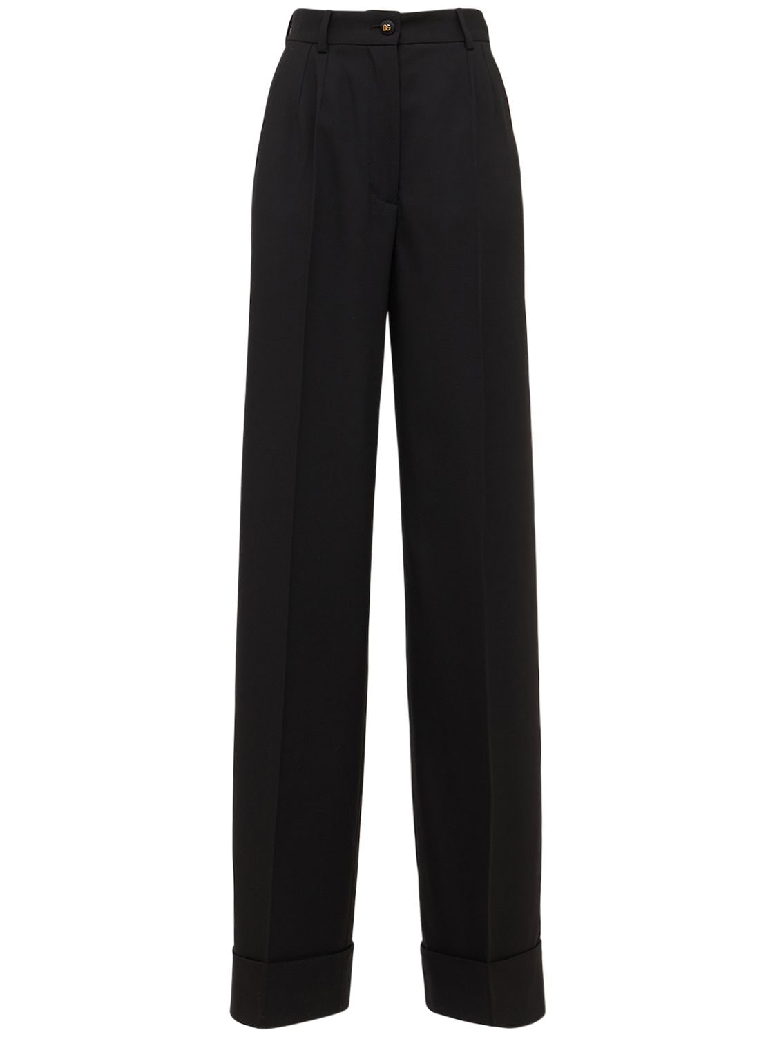 Dolce & Gabbana Wool Stretch High Waisted Pants In Black | ModeSens