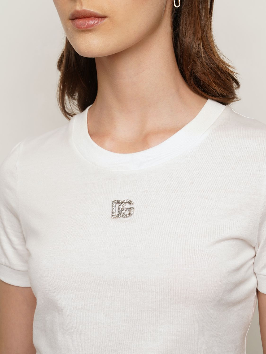 Dolce & Gabbana Logo-plaque Short-sleeve T-shirt In White | ModeSens