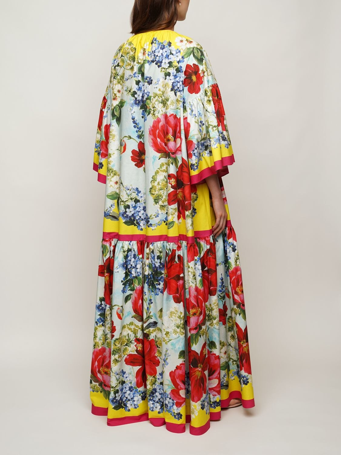 Dolce & Gabbana Printed Cotton Poplin Wide Caftan Dress In Multicolor |  ModeSens