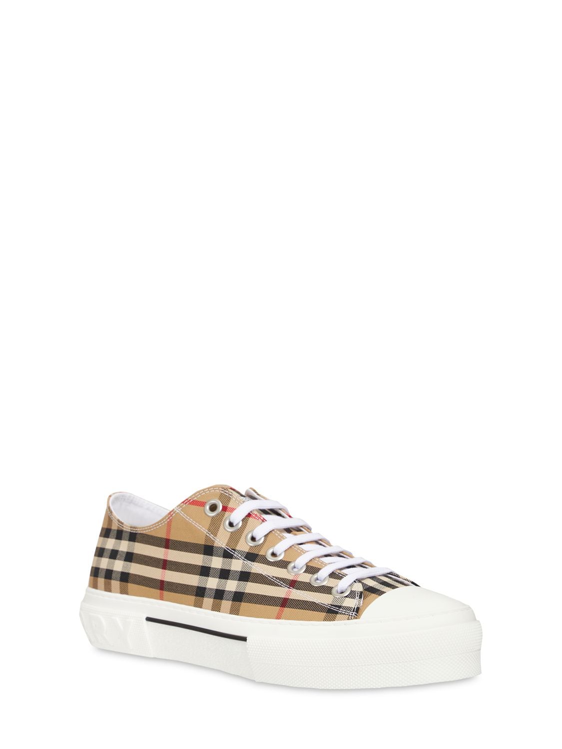 Shop Burberry Jack Canvas Check Low Sneakers In Archive Beige