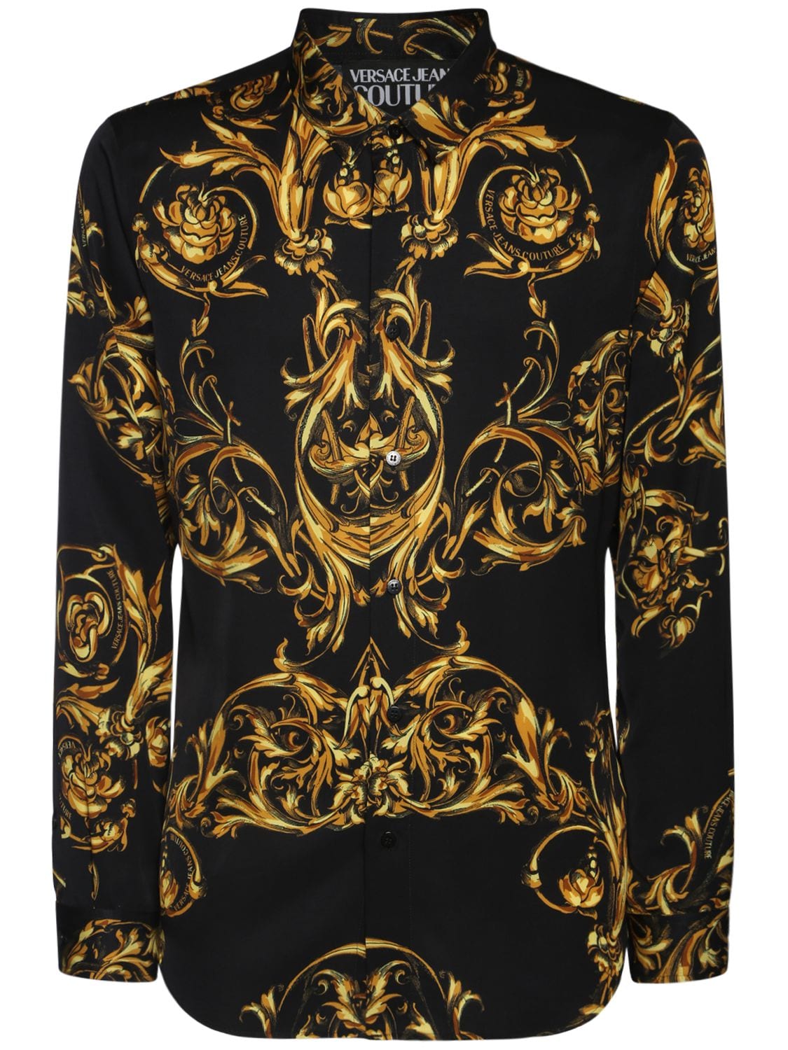 Versace Jeans Couture - Baroque print viscose shirt - Black/Gold ...