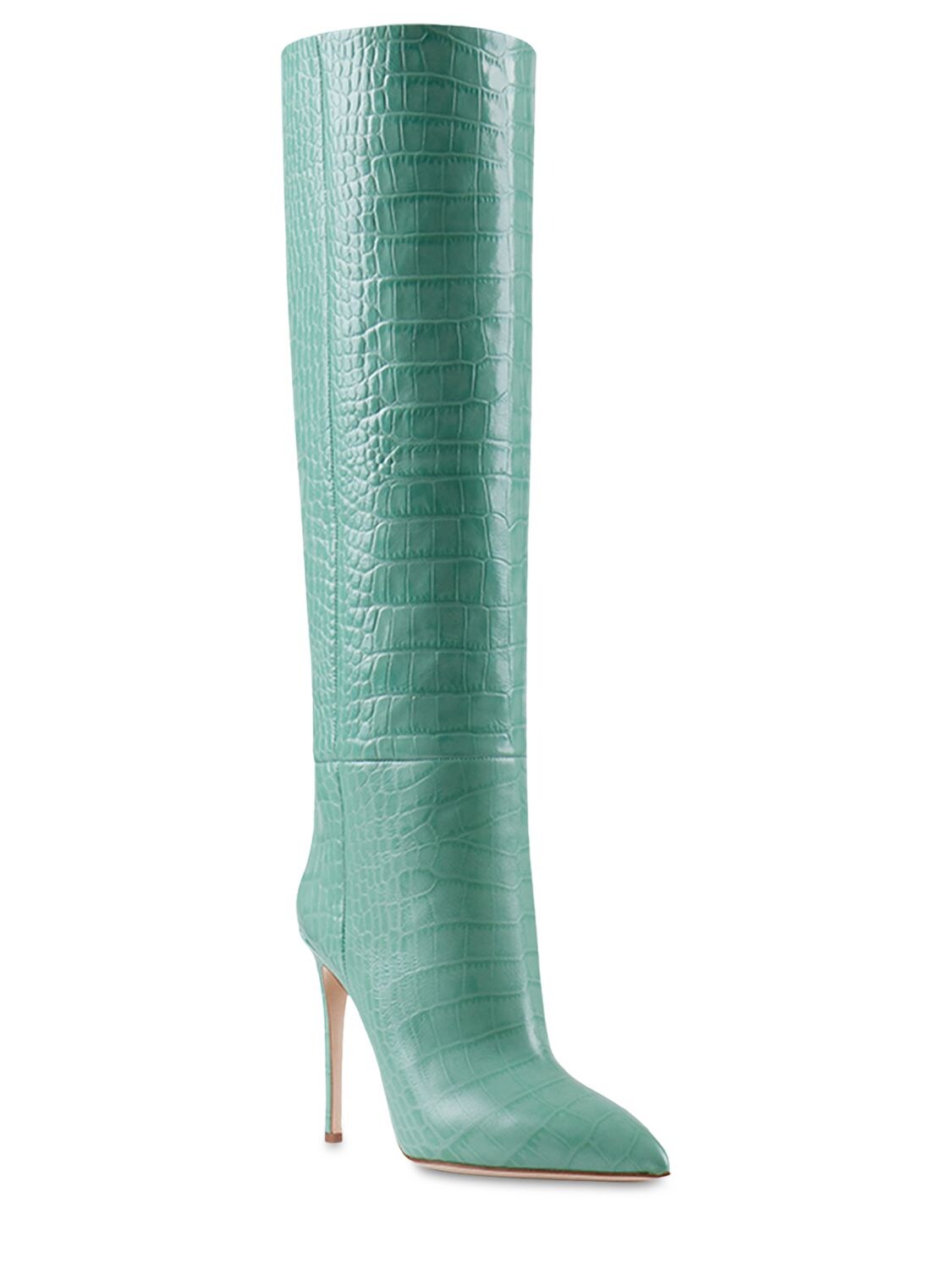 Shop Paris Texas 105mm Croc Embossed Leather Tall Boots In Вода