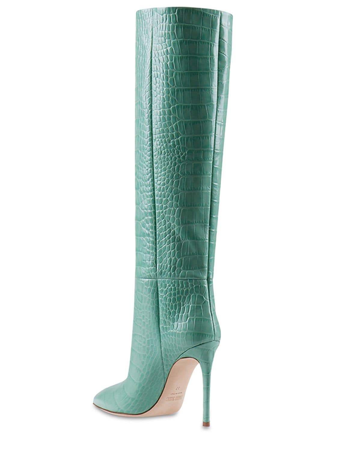 Shop Paris Texas 105mm Croc Embossed Leather Tall Boots In Вода