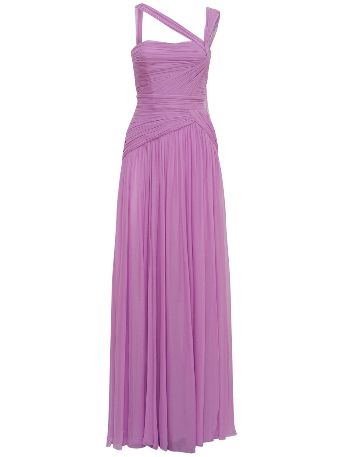 Zuhair Murad - Silk chiffon asymmetric draped gown - Purple | Luisaviaroma