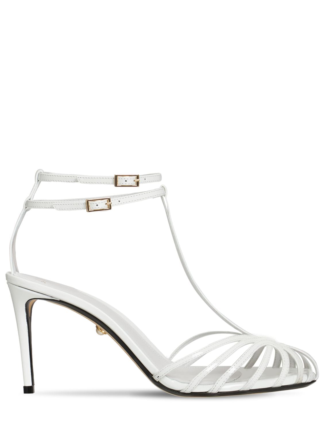 Alevì 80mm Anna Patent Leather Sandals In White