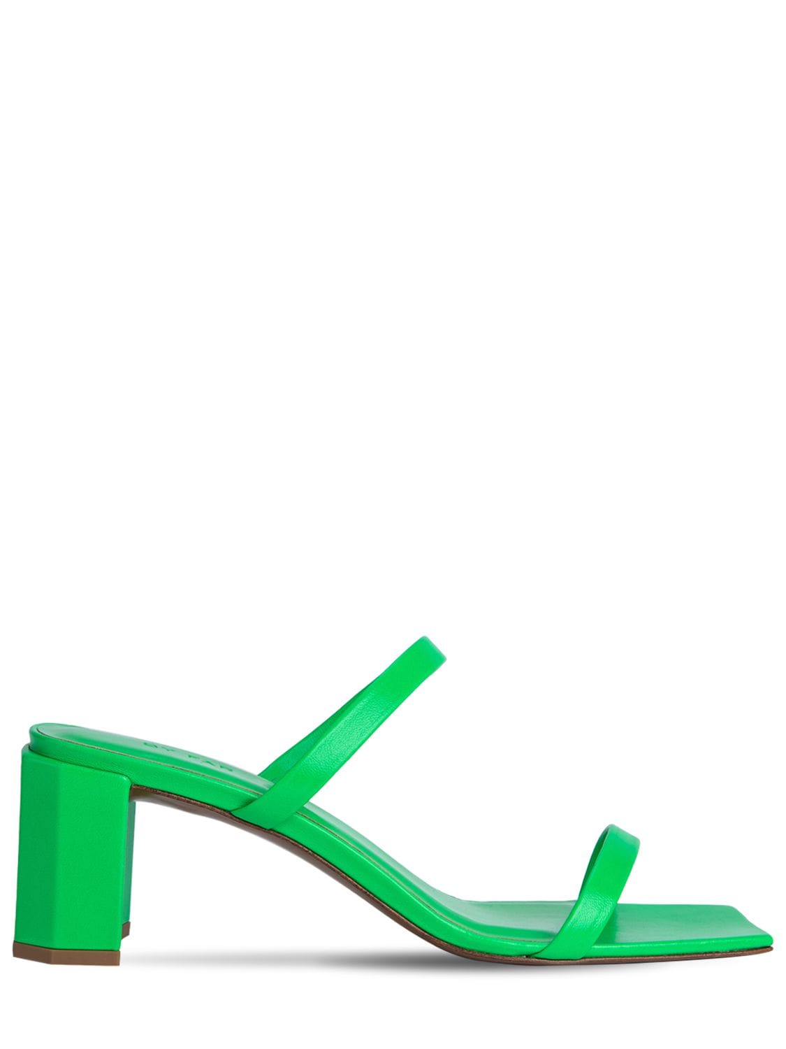 Shop By Far 60mm Tanya Gloss Leather Sandals In Green