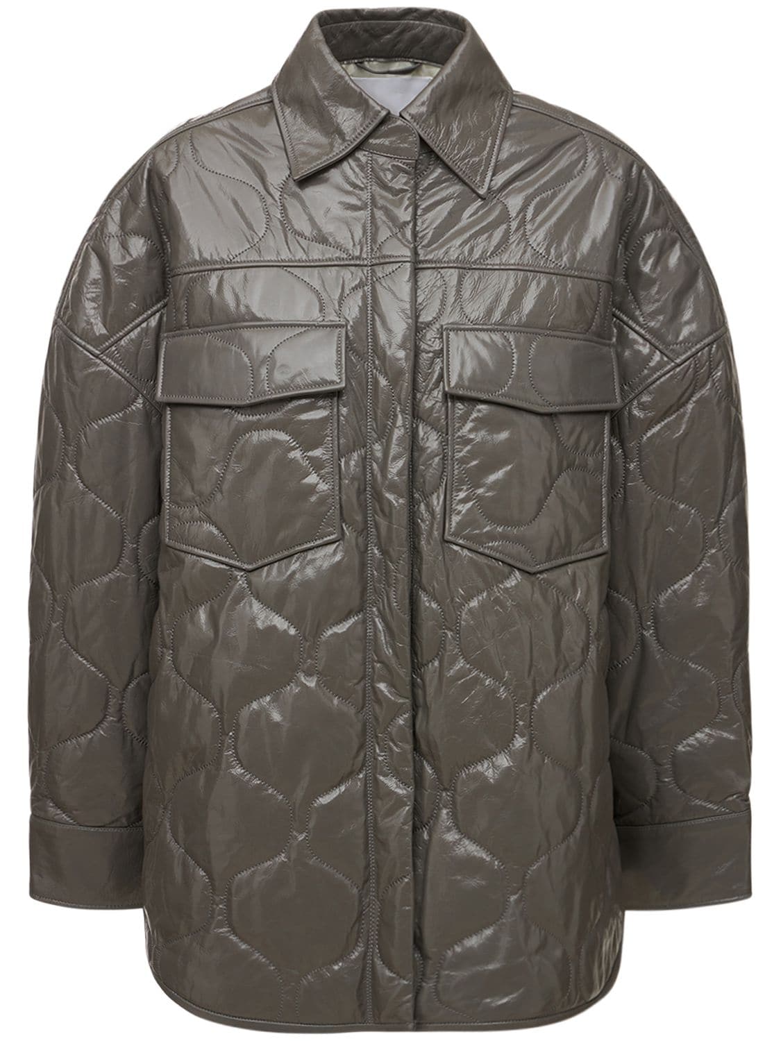 Remain Arty Quilted Leather Jacket In Grey | ModeSens