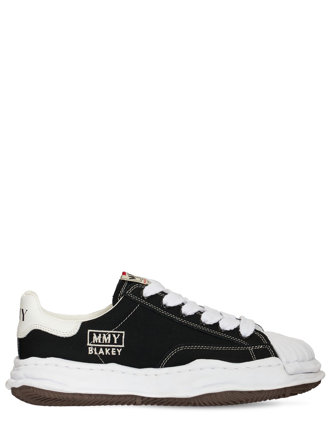 Shop Miharayasuhiro Blakey Low Canvas Sneakers In Black,white