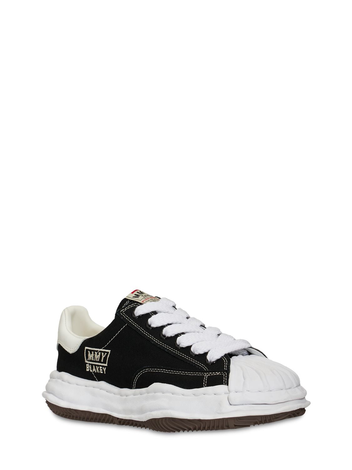 Shop Miharayasuhiro Blakey Low Canvas Sneakers In Black,white