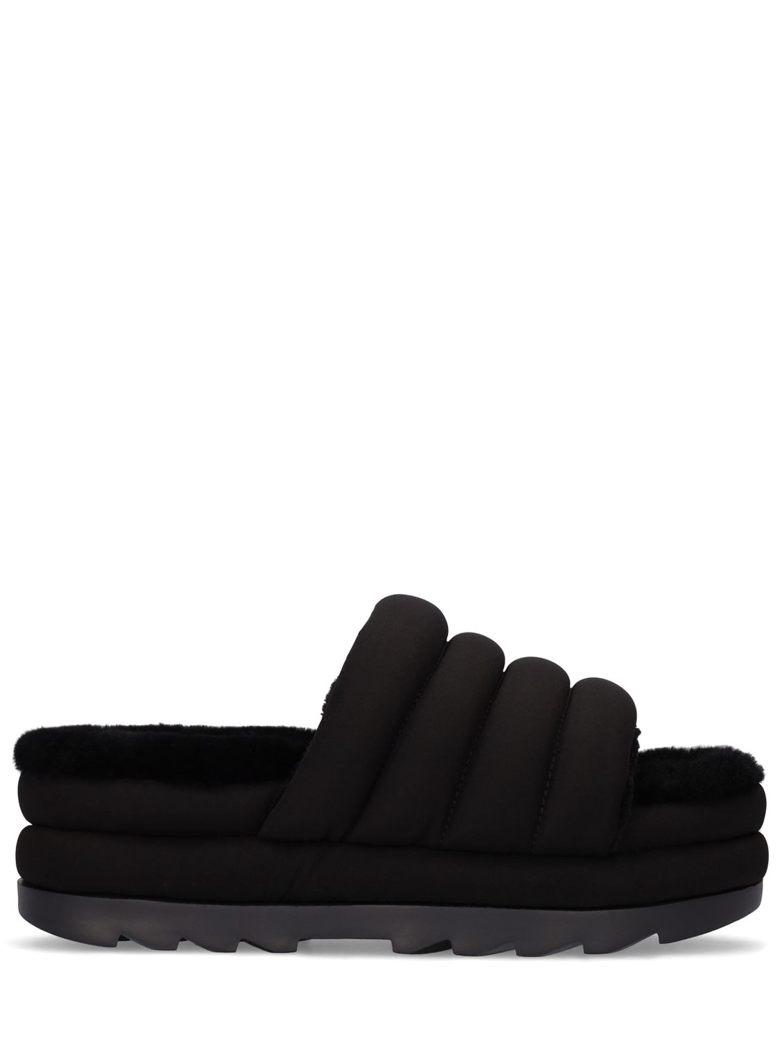 Ugg 60mm Puft Padded Nylon Slide Sandals In Black | ModeSens