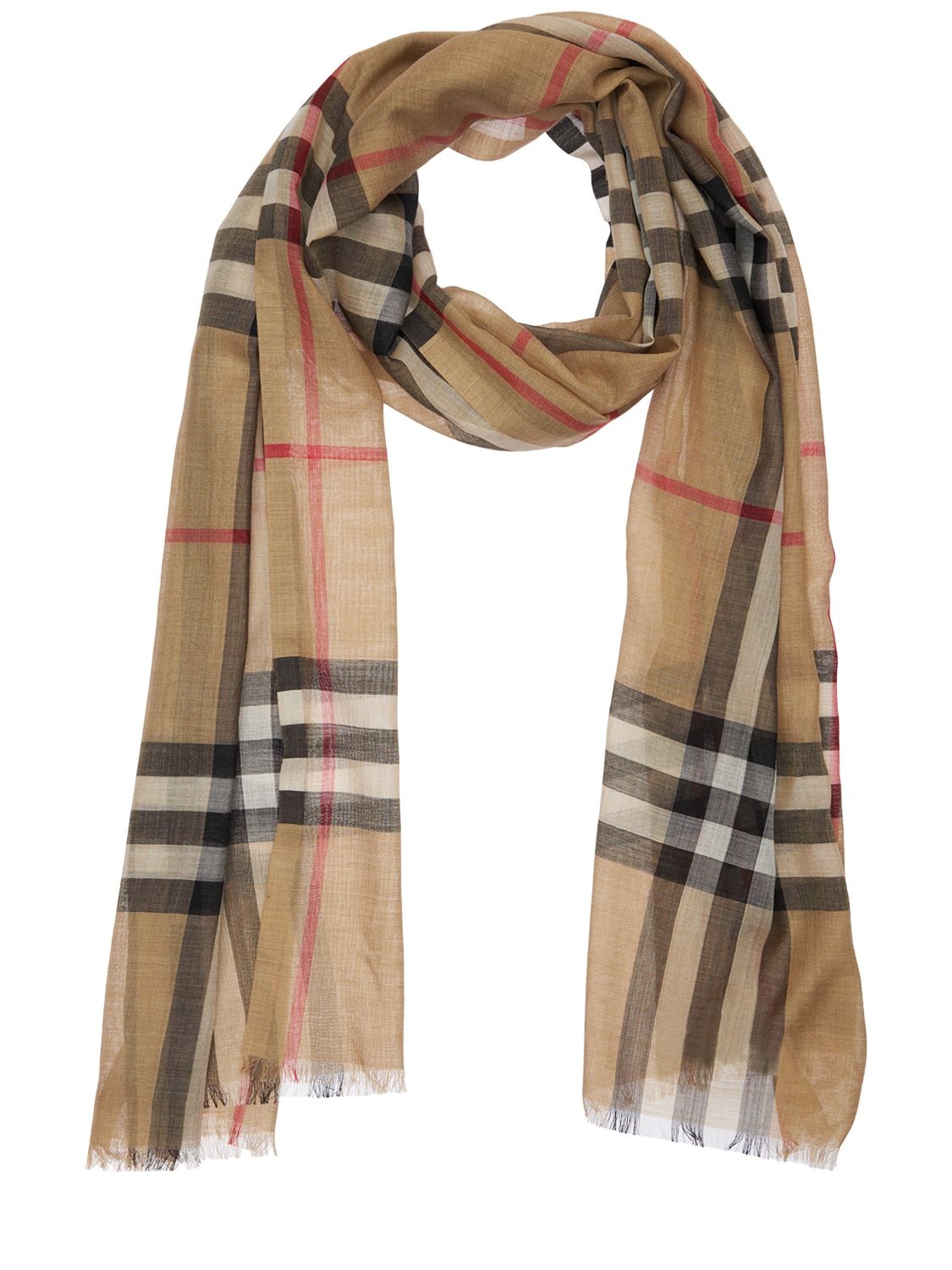Image of Giant Check Wool & Silk Scarf