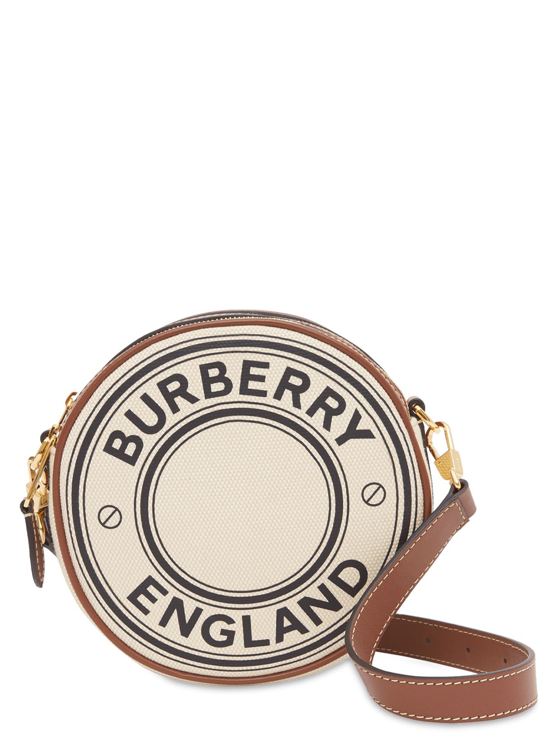 Burberry Louise Round Logo Canvas & Leather Bag In Natural ModeSens