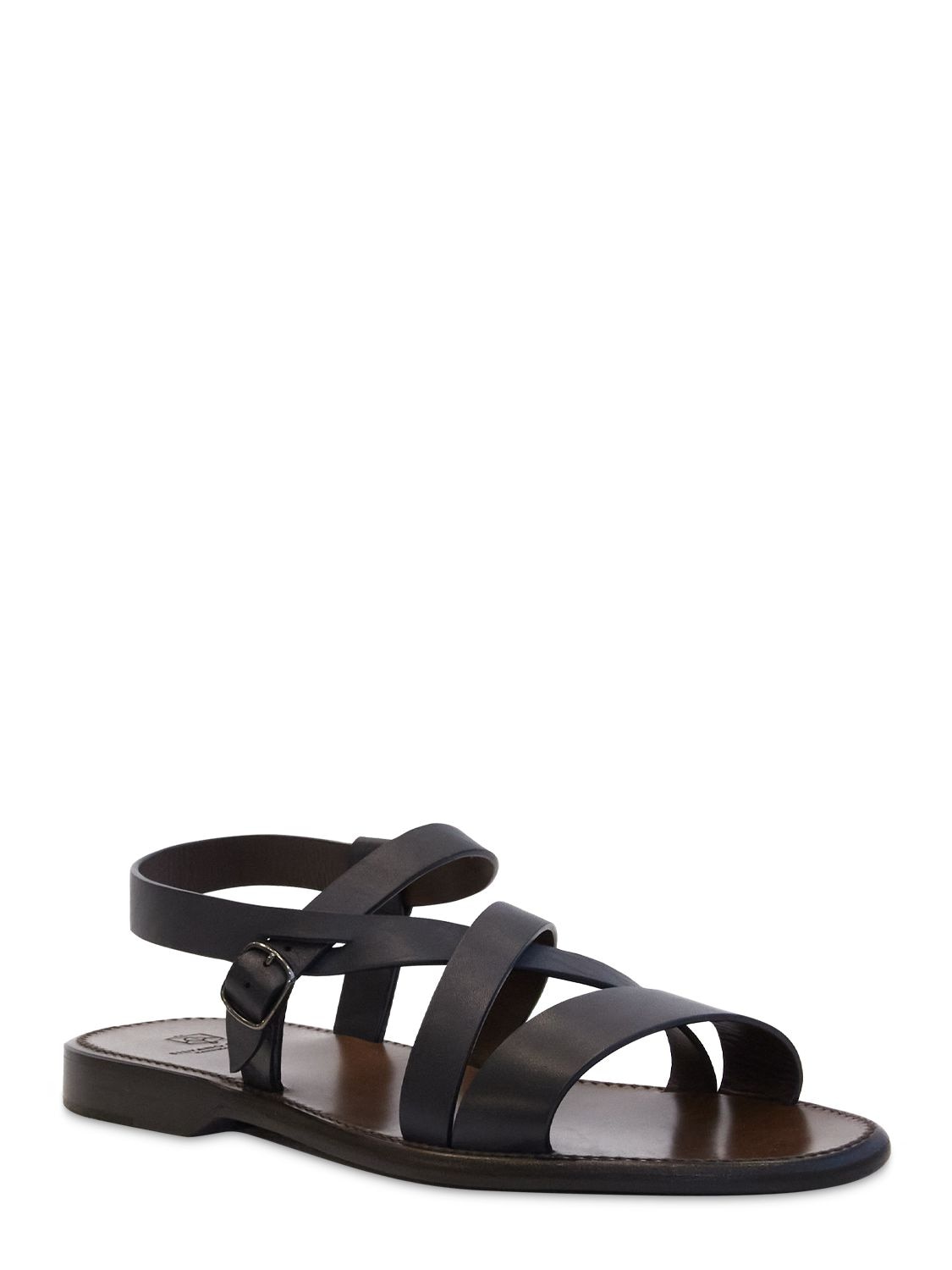 Silvano Sassetti Crossover Band Leather Sandals In Black | ModeSens