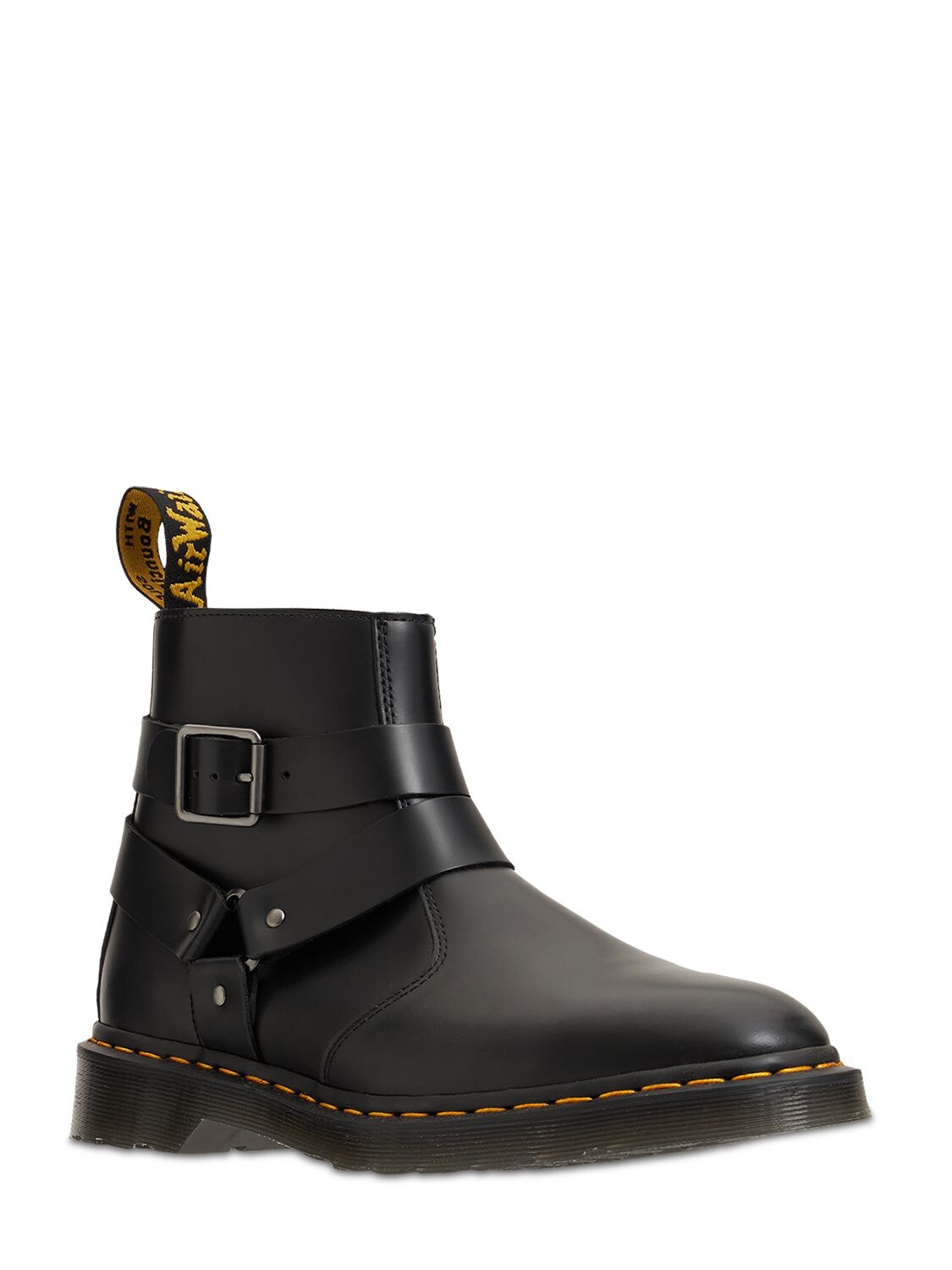 Jaimes Leather Harness Chelsea Boots In Black