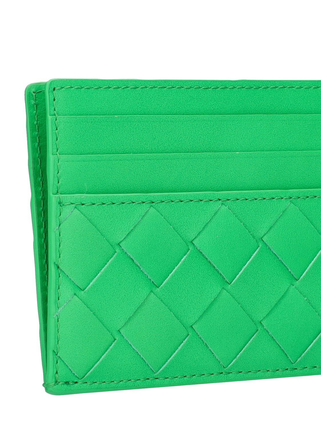 Shop Bottega Veneta Intrecciato Leather Card Holder In Parakeet