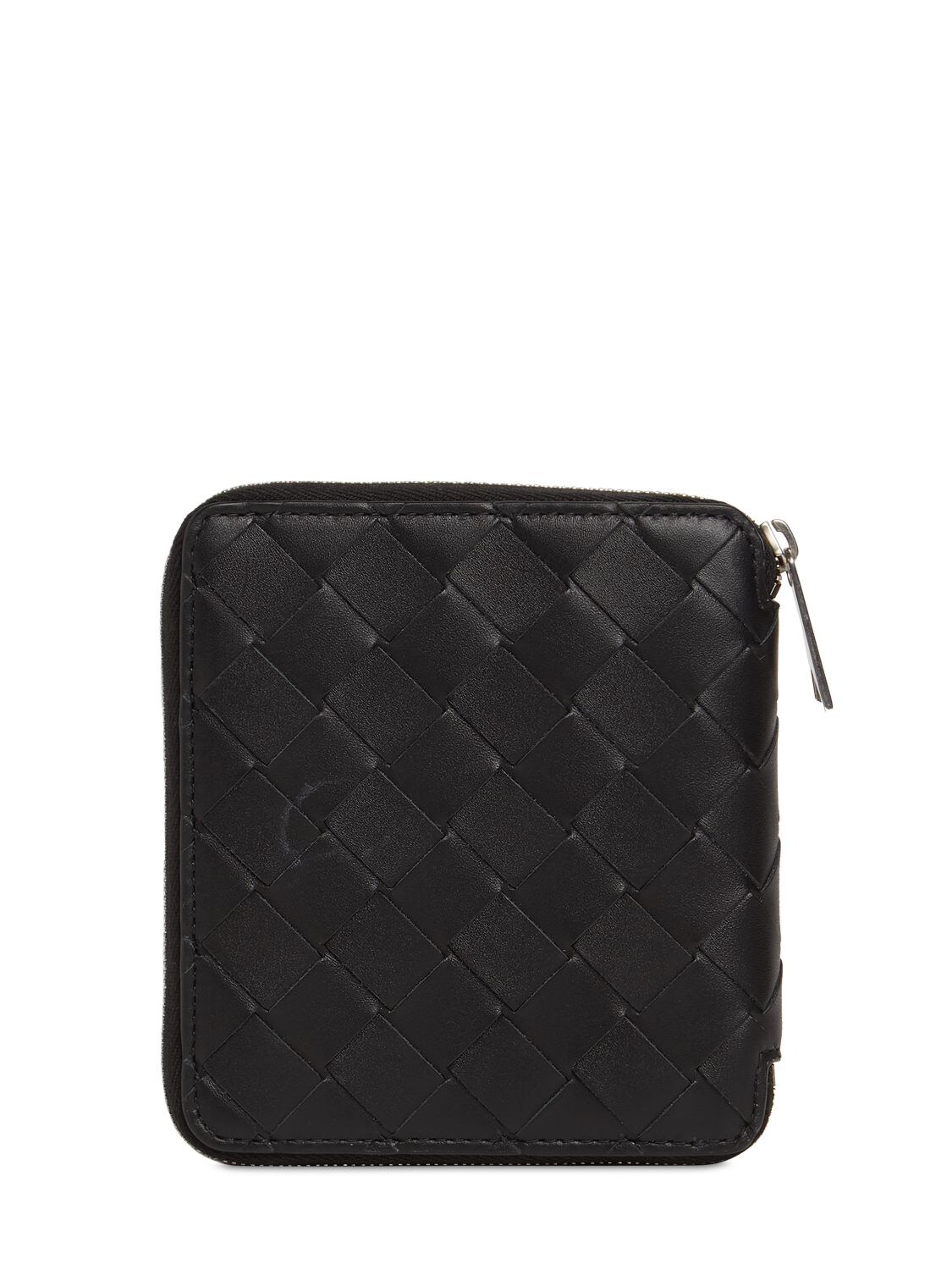 Shop Bottega Veneta Compact Leather Zip Around Wallet In Black