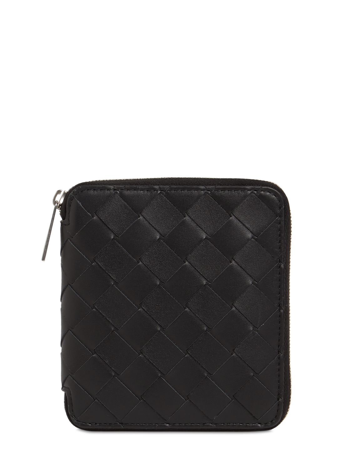 Bottega Veneta Intreccio Leather Wallet In Black