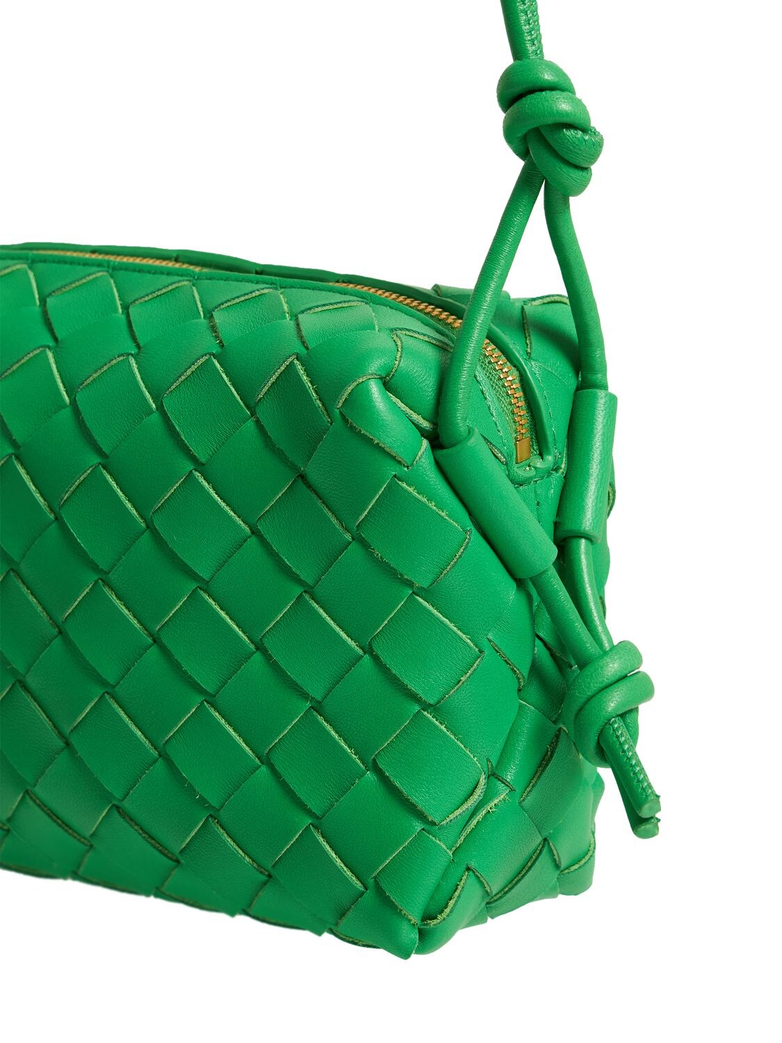 Shop Bottega Veneta Parakeet Green Mini Loop Crossbody Bag