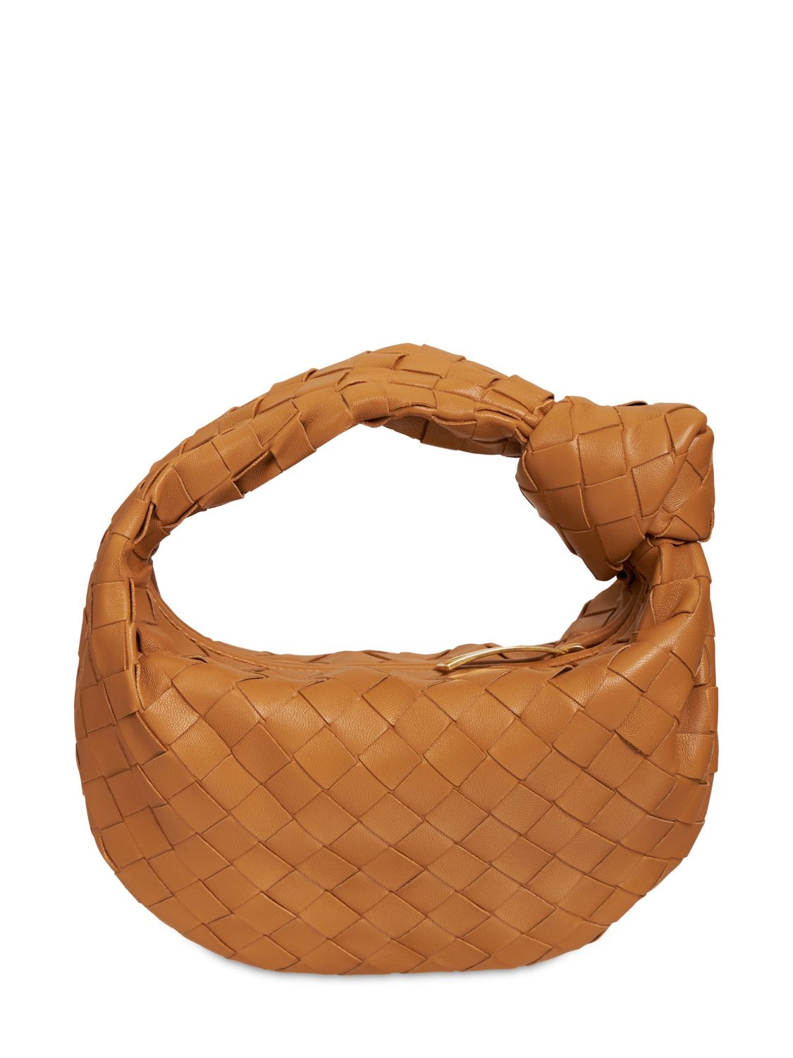 Shop Bottega Veneta Mini Jodie Leather Top Handle Bag In Caramel 20