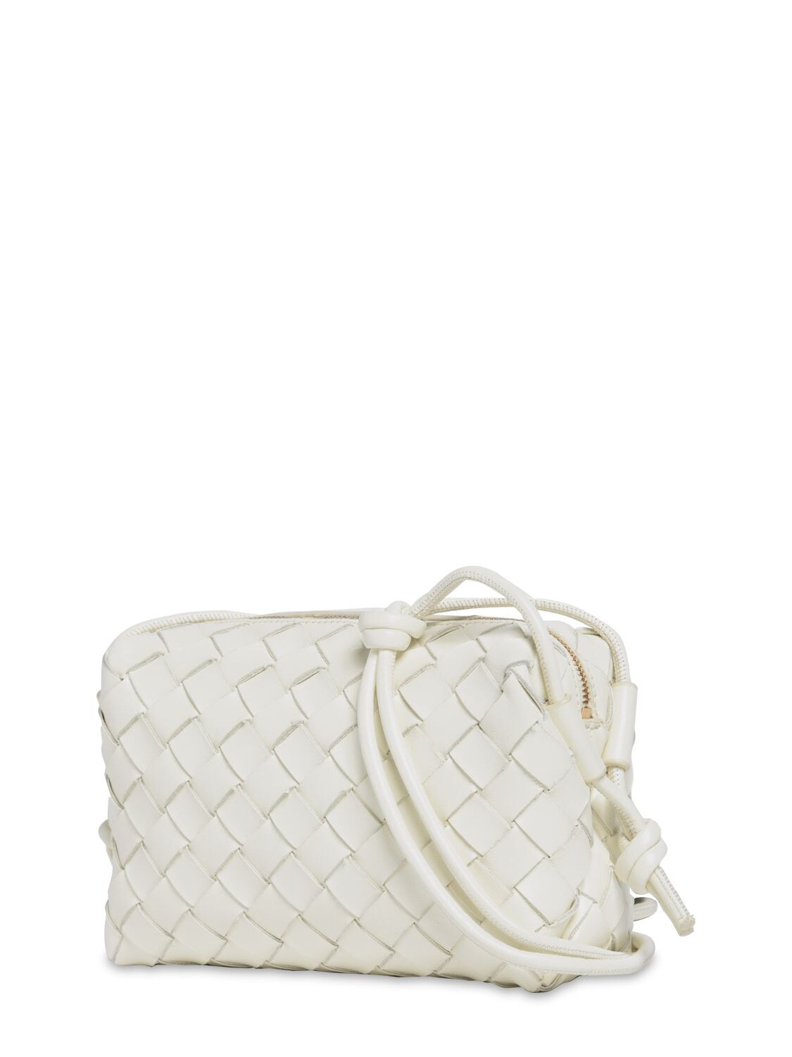 Shop Bottega Veneta Mini Loop Leather Camera Bag In White